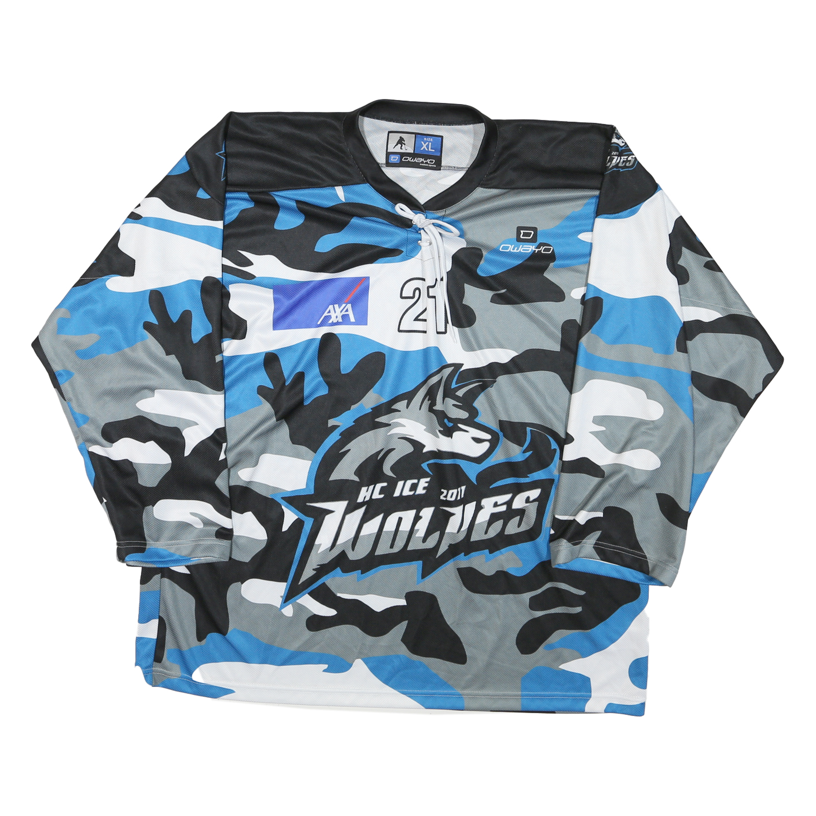 Mens Black Blue Grey Ice Wolves Camouflage Graphic T-Shirt XL Long Sleeve Crew Refurbished - N/A refurbished available on Cerqular