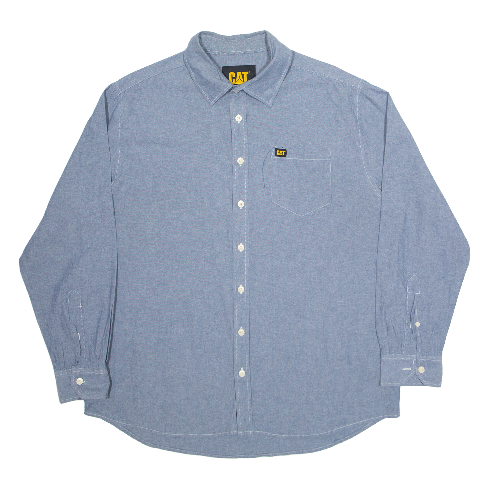 CAT Denim Look Mens Plain Shirt Blue Long Sleeve XL Refurbished - N/A refurbished available on Cerqular