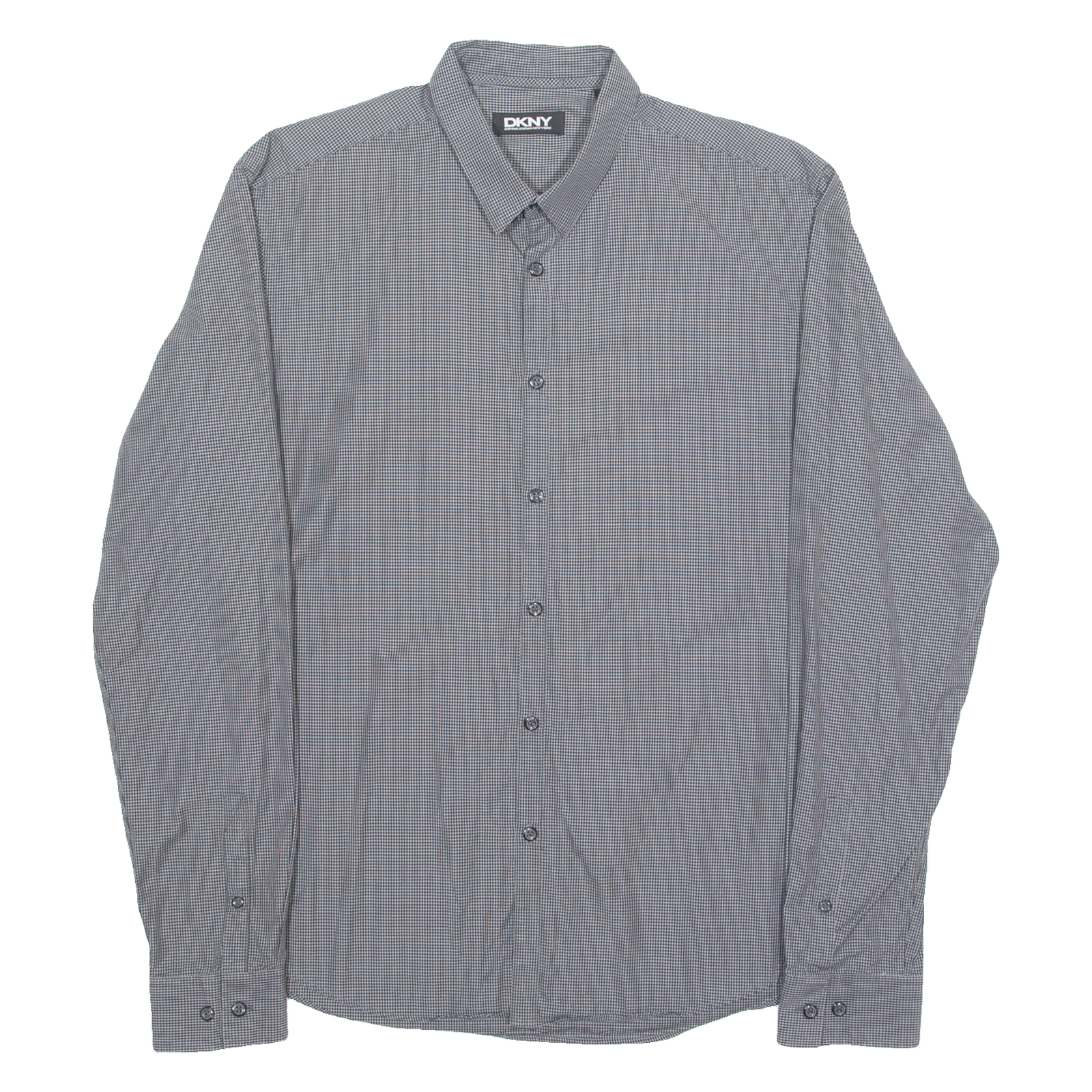 DKNY Mens Shirt Grey Gingham Long Sleeve L Refurbished - N/A refurbished available on Cerqular