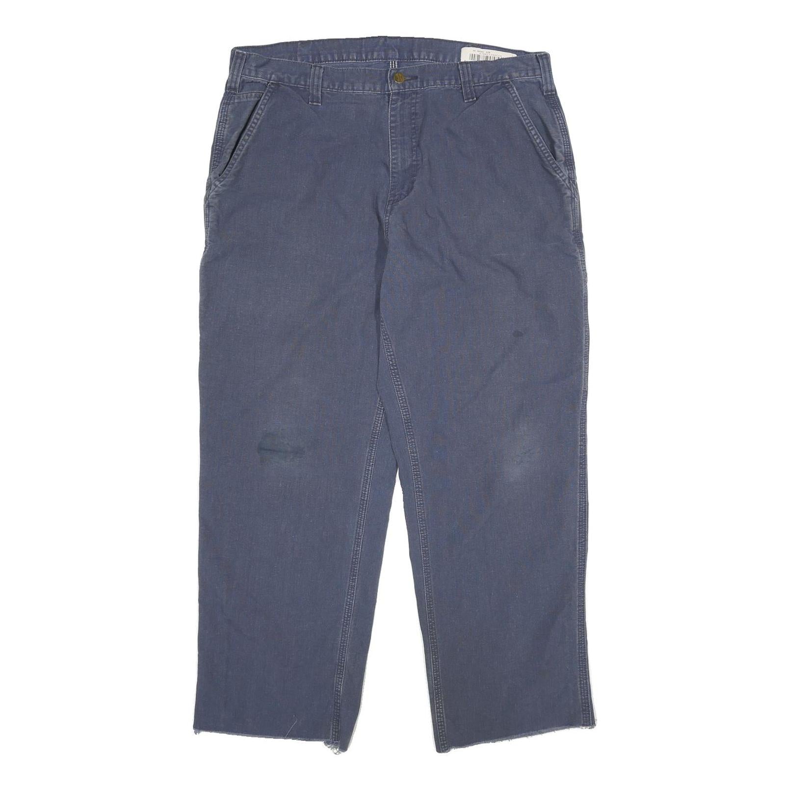 CARHARTT Mens Classic Blue Cotton Blend Trousers W36 L29 Workwear Zip Closure Refurbished - N/A refurbished available on Cerqular