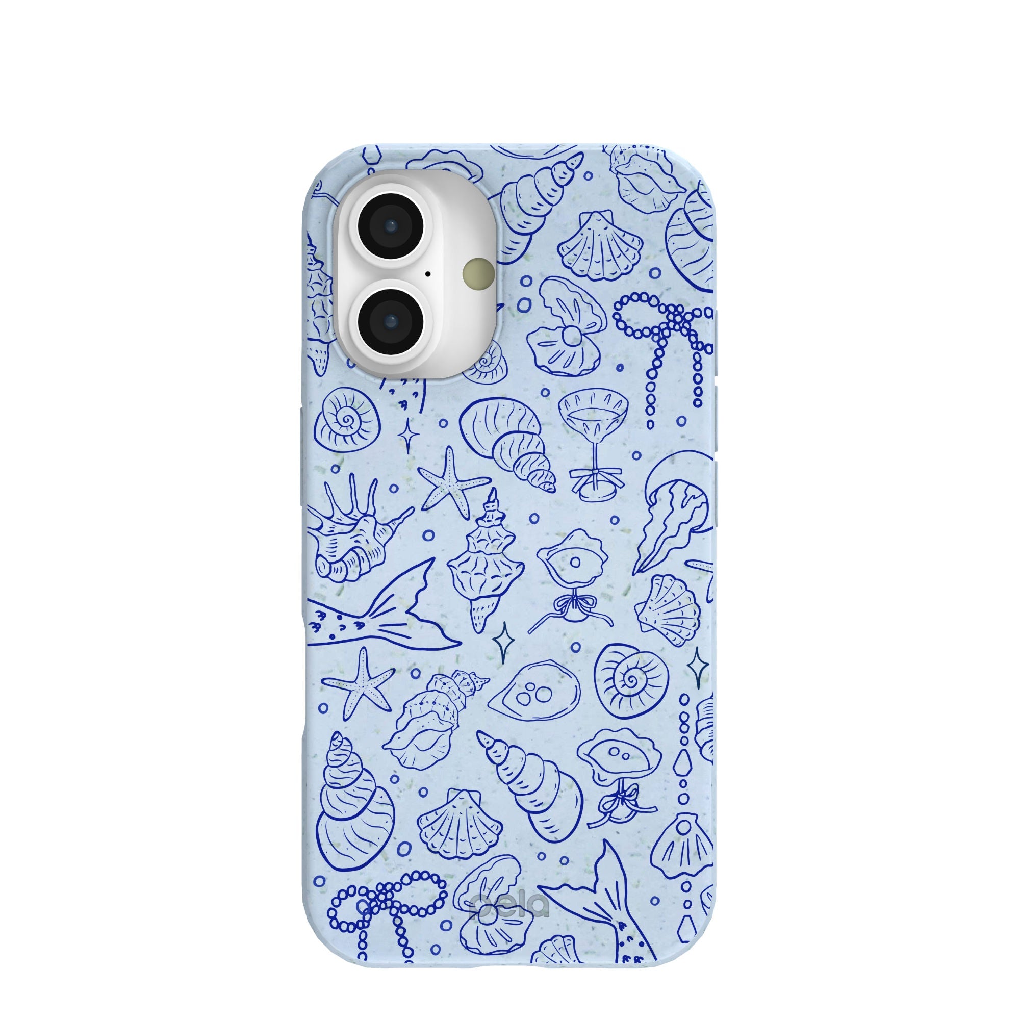 Powder Blue Ocean Charms iPhone 16 Case Refurbished - Pela Case refurbished available on Cerqular