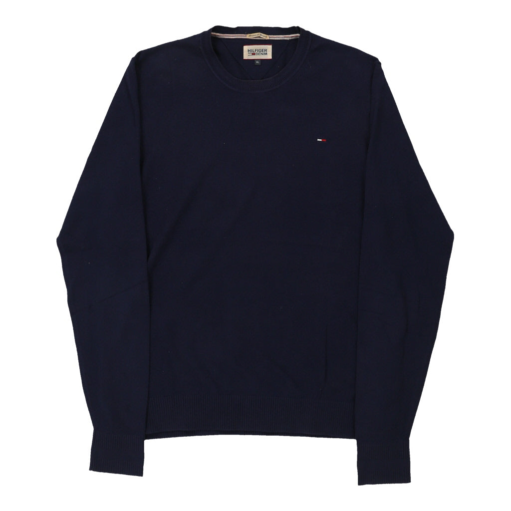 Tommy Hilfiger Jumper - XL Navy Cotton Refurbished - Thrifted (note: this is a term often used to describe second- refurbished available on Cerqular