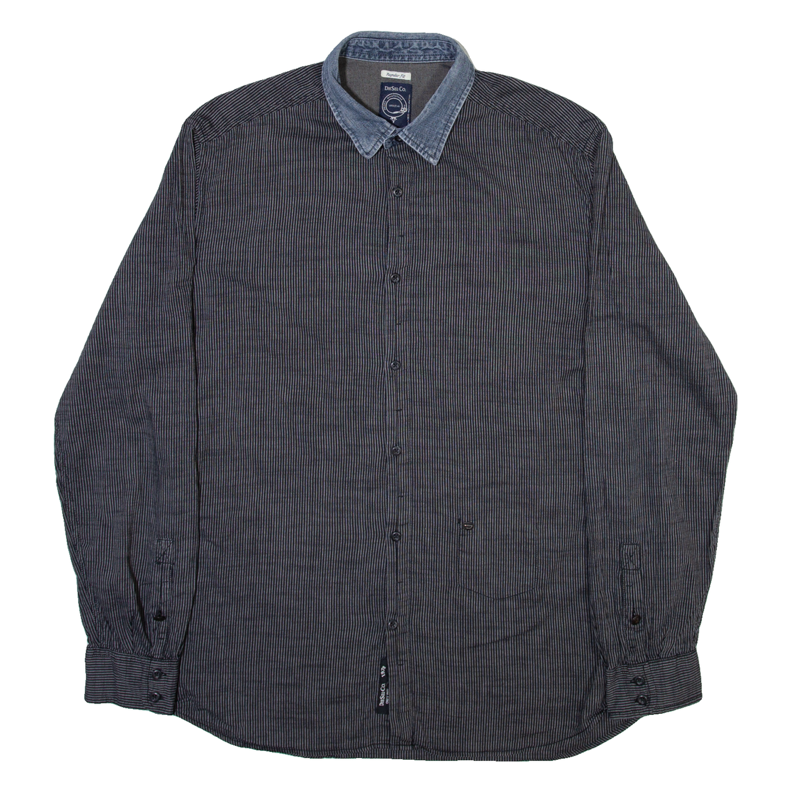 DIESEL Mens Shirt Grey Striped Long Sleeve XL Refurbished - N/A refurbished available on Cerqular