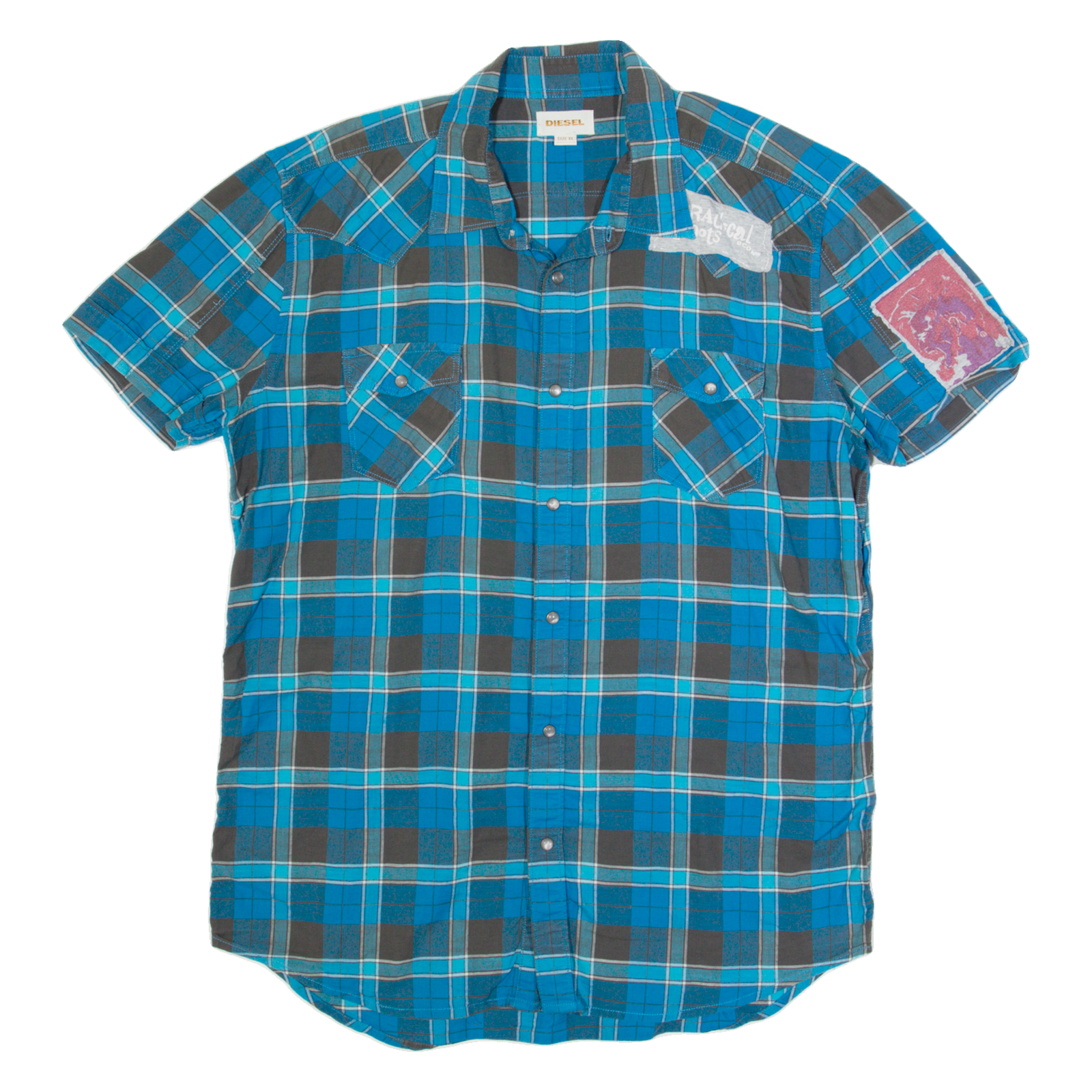 DIESEL Mens Shirt Blue Check XL Refurbished - N/A refurbished available on Cerqular