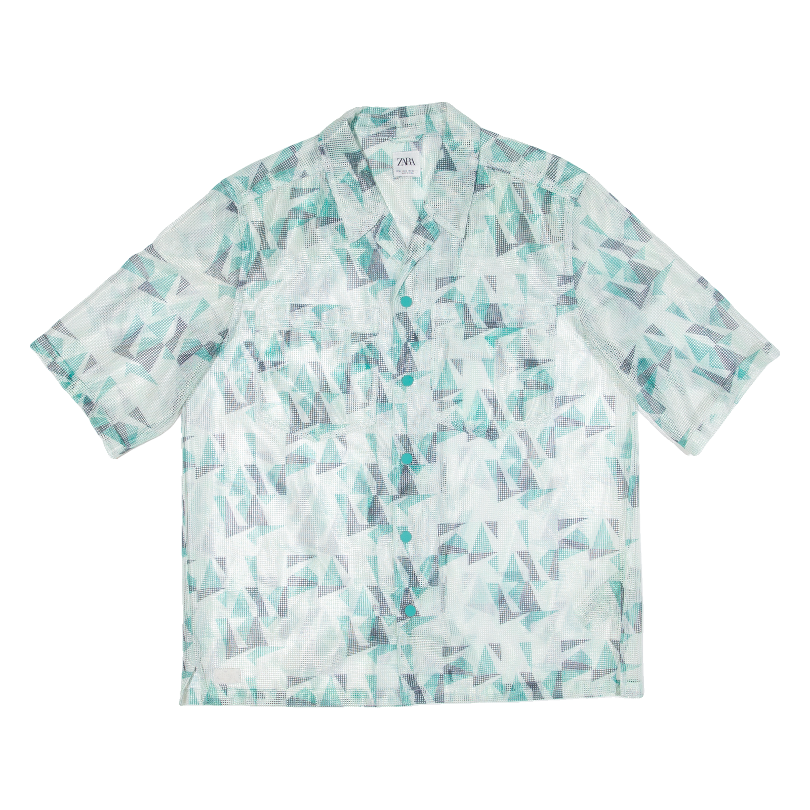 ZARA MEN Mens Shirt Green Crazy Pattern M Refurbished - N/A refurbished available on Cerqular