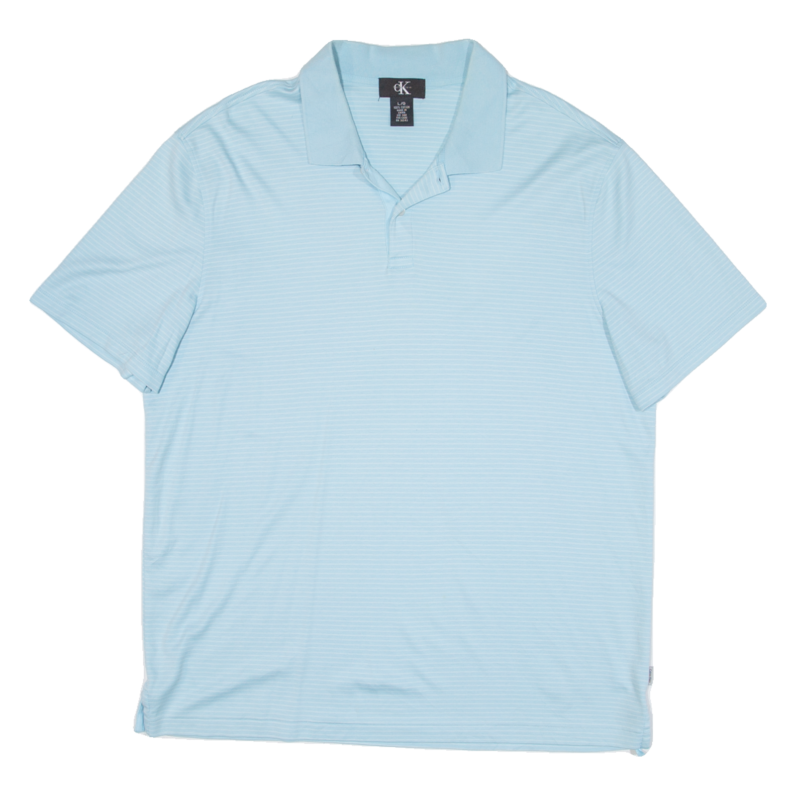 CALVIN KLEIN Mens Polo Shirt Blue Striped L Refurbished - N/A refurbished available on Cerqular