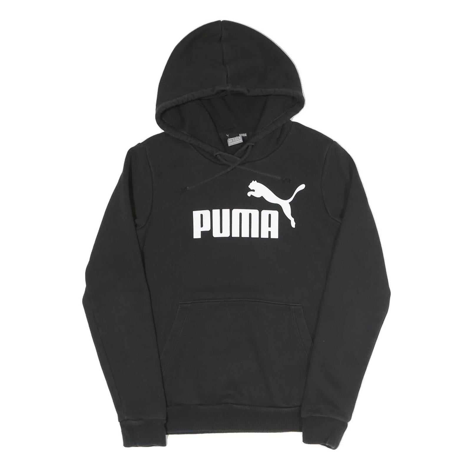 PUMA Womens Black Hoodie UK 6 Cotton Blend Pullover Logo Sweatshirt Refurbished - N/A refurbished available on Cerqular