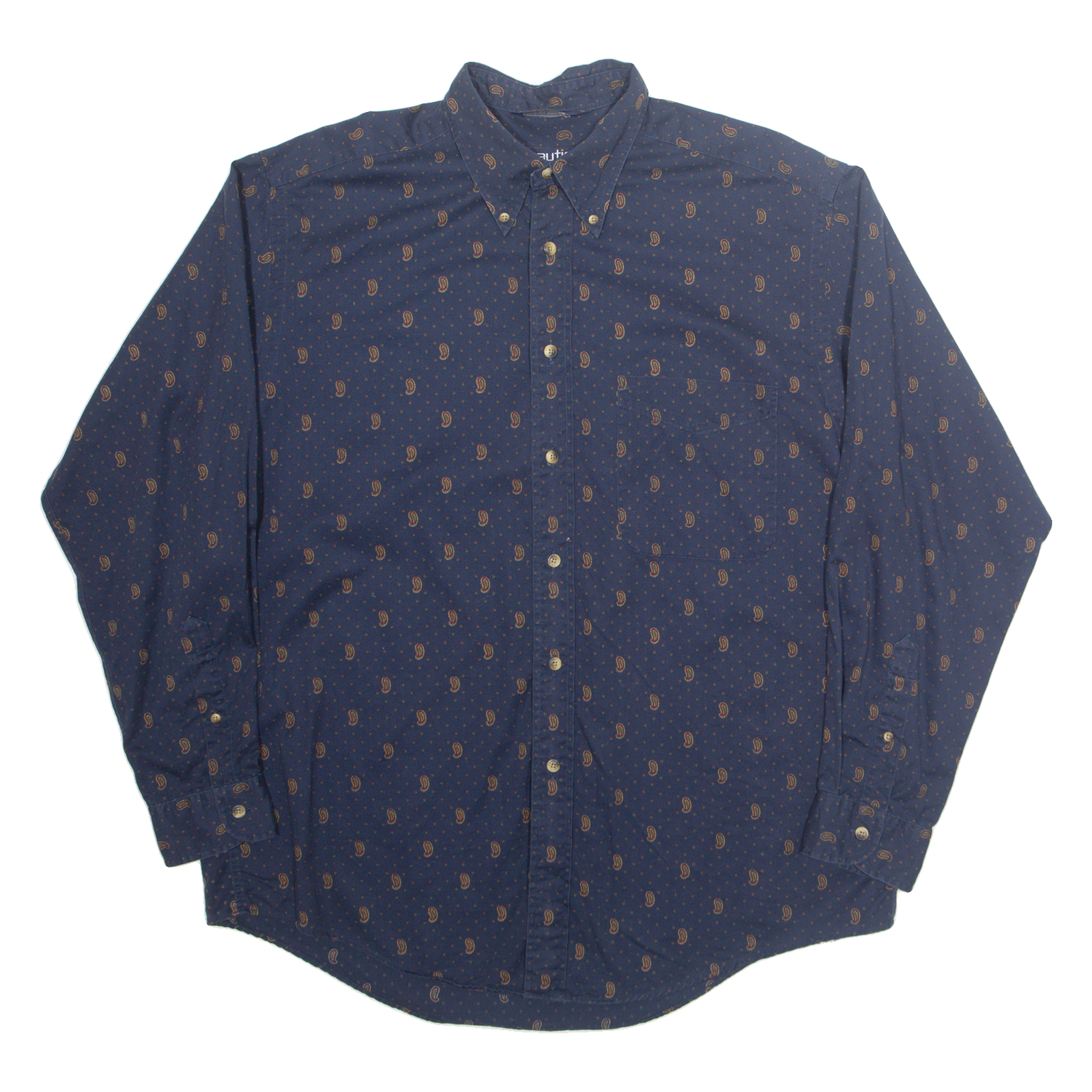NAUTICA Mens Shirt Blue Paisley Long Sleeve L Refurbished - N/A refurbished available on Cerqular