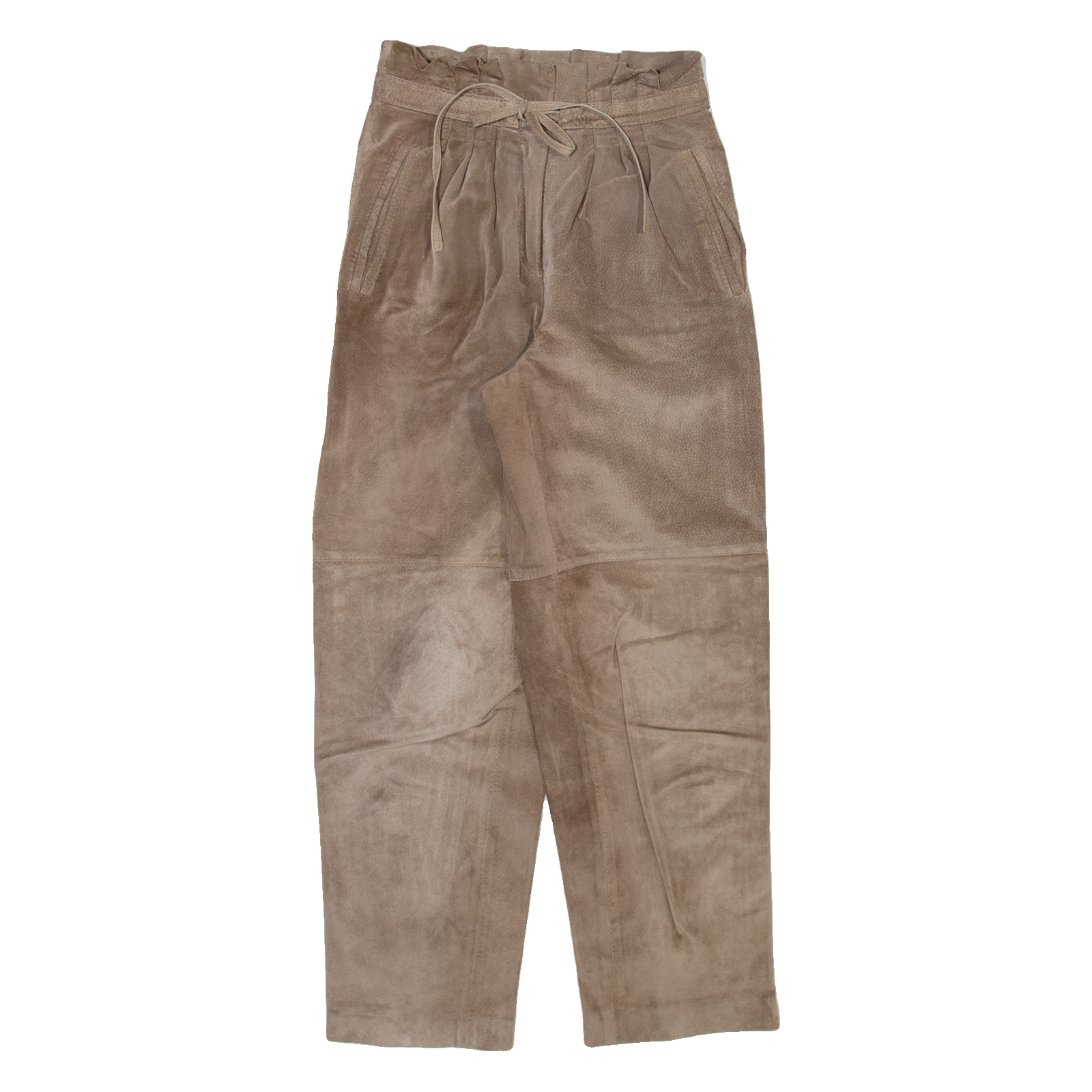 Womens Leather Trousers Brown Relaxed Tapered W24 L27 Refurbished - N/A refurbished available on Cerqular