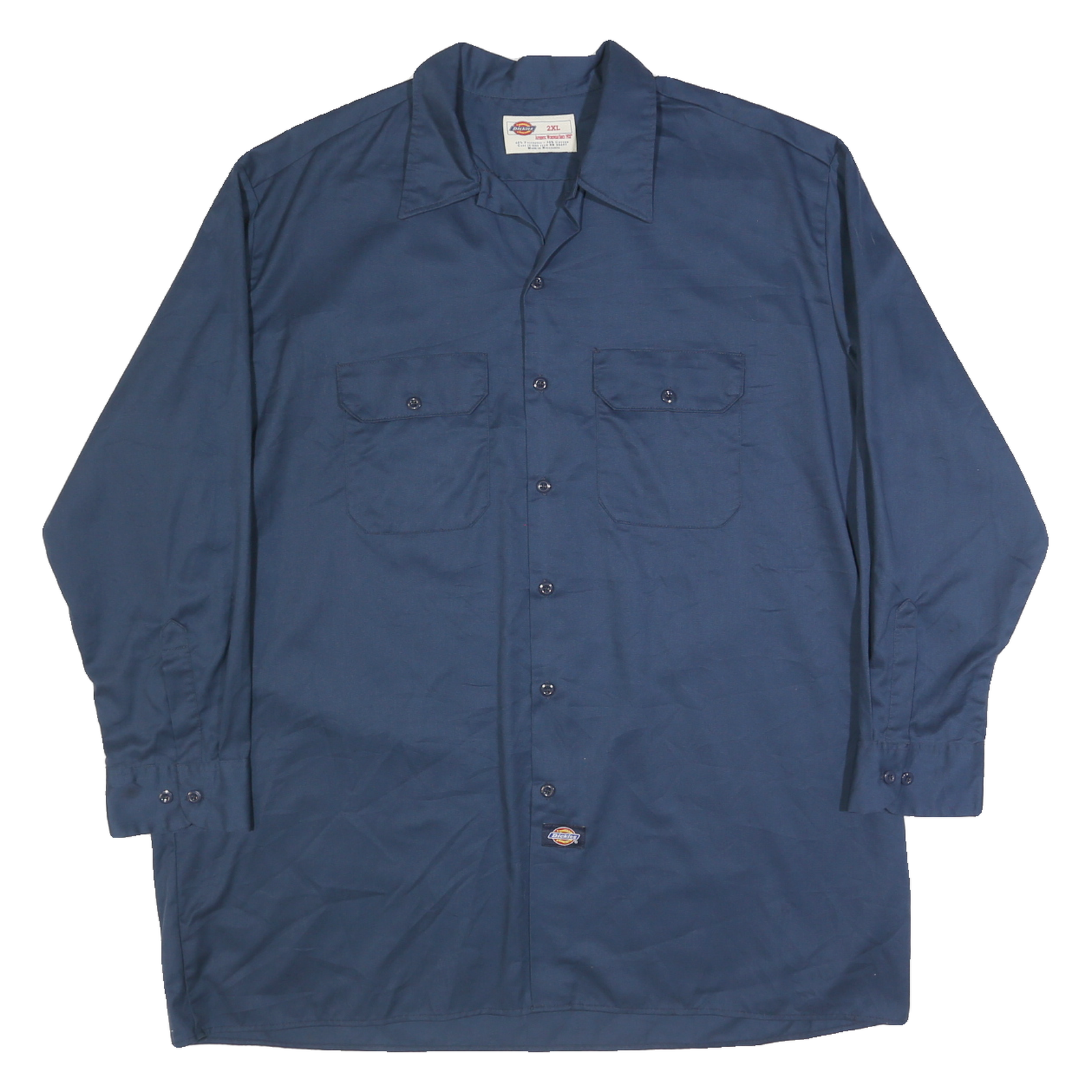 DICKIES Mens Blue & Navy Plain Workwear Shirt 2XL Cotton Blend Relaxed Fit Long Refurbished - N/A refurbished available on Cerqular