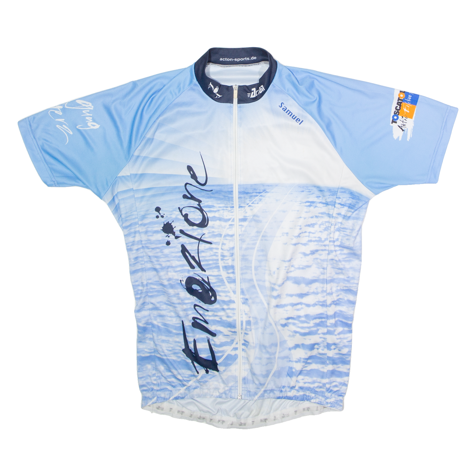 ACTION Full Zip Cycling Mens Jersey Blue High Neck XL Refurbished - N/A refurbished available on Cerqular