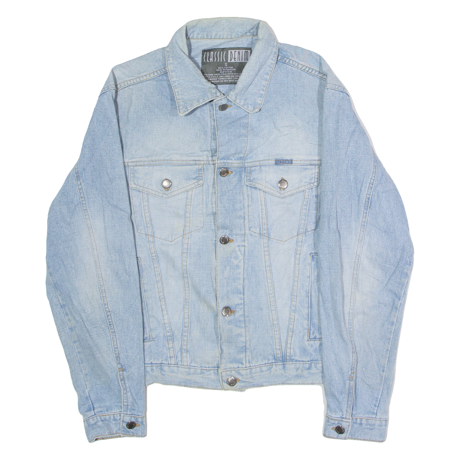 CLASSIC DENIM Mens Denim Jacket Blue 90s S Refurbished - N/A refurbished available on Cerqular
