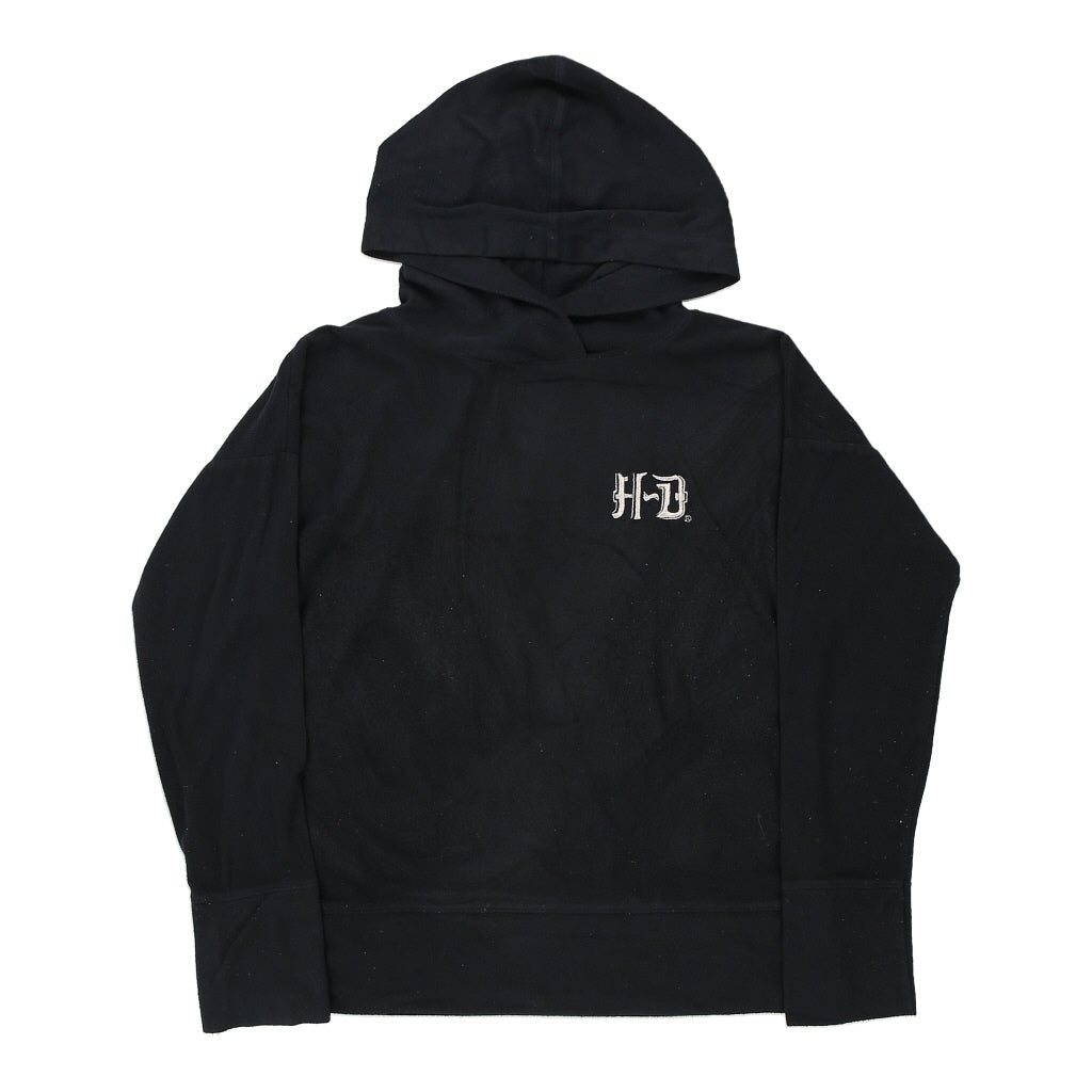 Harley Davidson Hoodie - Small Black Cotton Blend Refurbished - Thrifted (note: this is a term often used to describe second- refurbished available on Cerqular