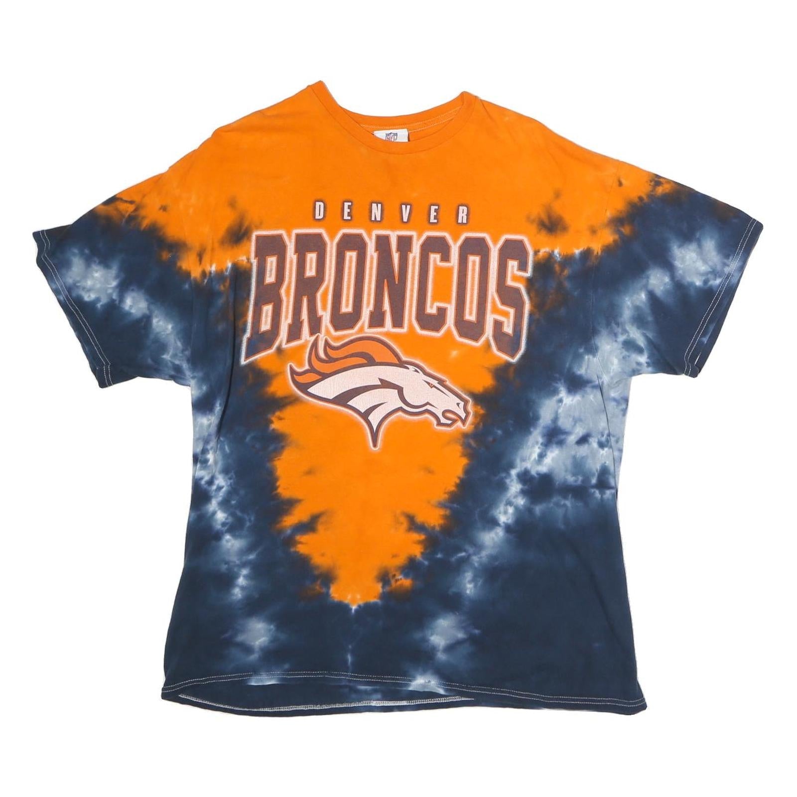 NFL Mens Orange & Navy Denver Broncos Tie Dye T-Shirt XL Short Sleeve Crew Neck Refurbished - N/A refurbished available on Cerqular