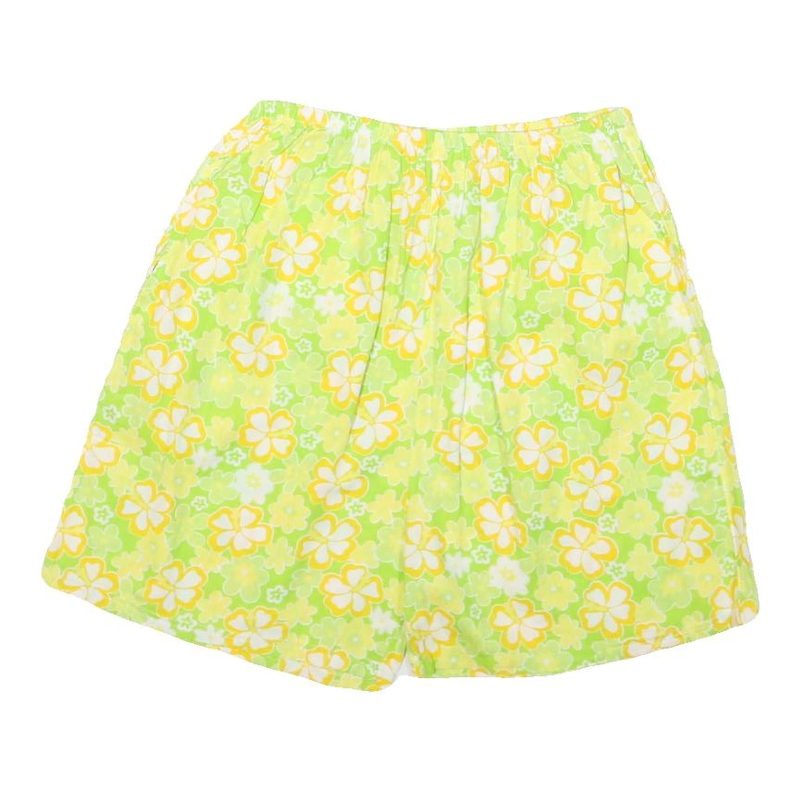 Mens Yellow Floral Pattern Cotton Blend Casual Shorts XXS W24 Summer Refurbished - N/A refurbished available on Cerqular