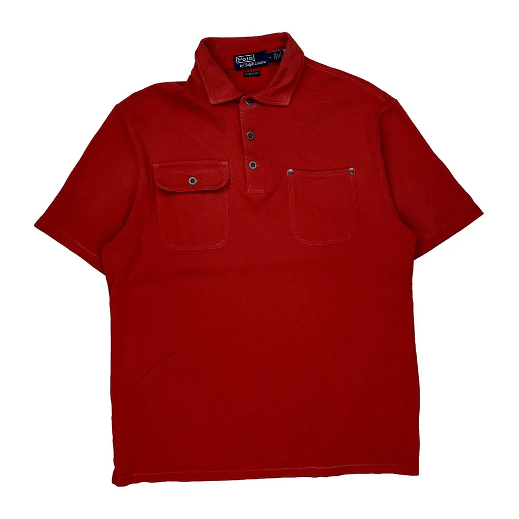 Polo By Ralph Lauren Polo Shirt - Medium Red Cotton Refurbished - Thrifted (note: this is a term often used to describe second- refurbished available on Cerqular