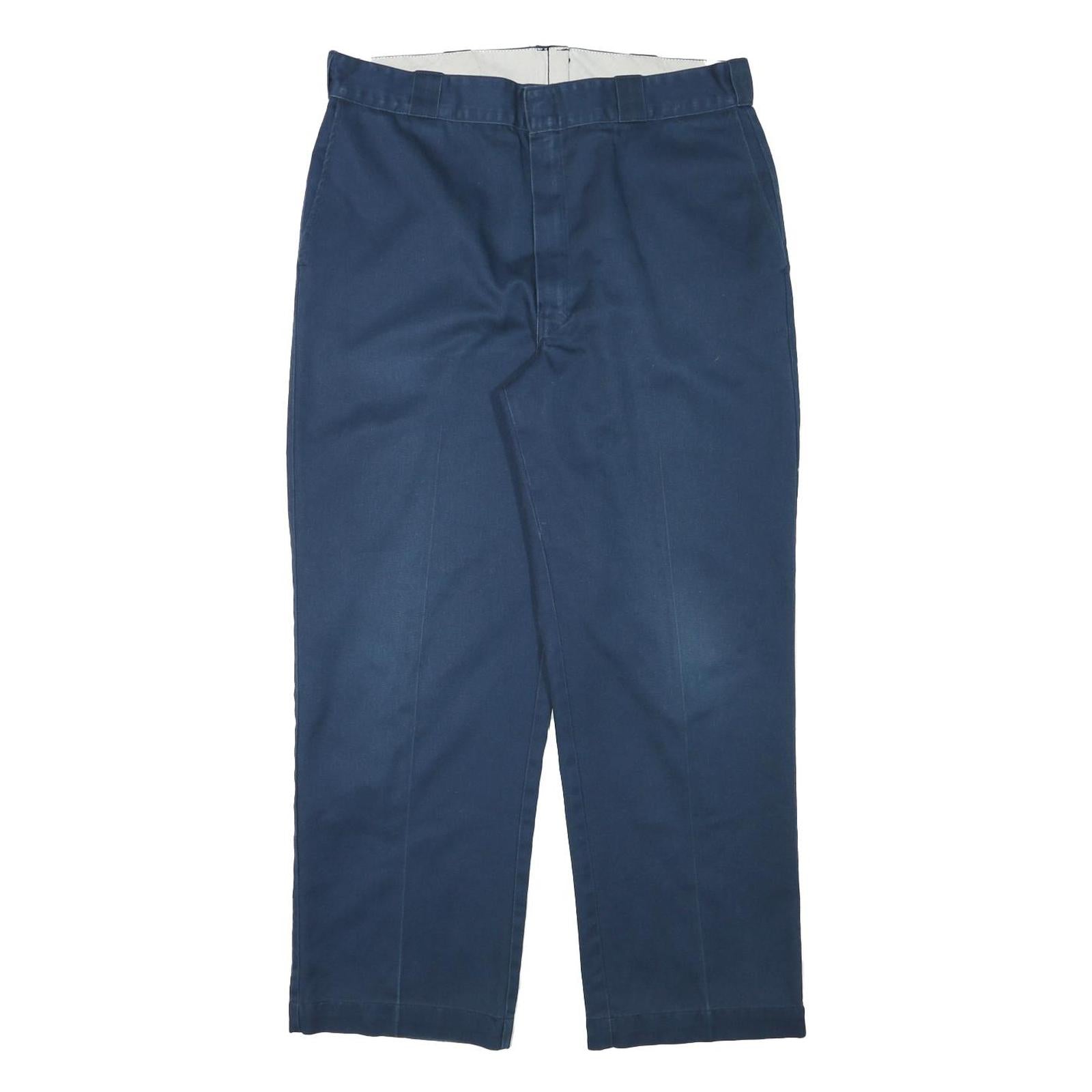 DICKIES Mens Cotton Blend Navy Blue Regular Fit Straight Leg Trousers W35 L28 Refurbished - N/A refurbished available on Cerqular