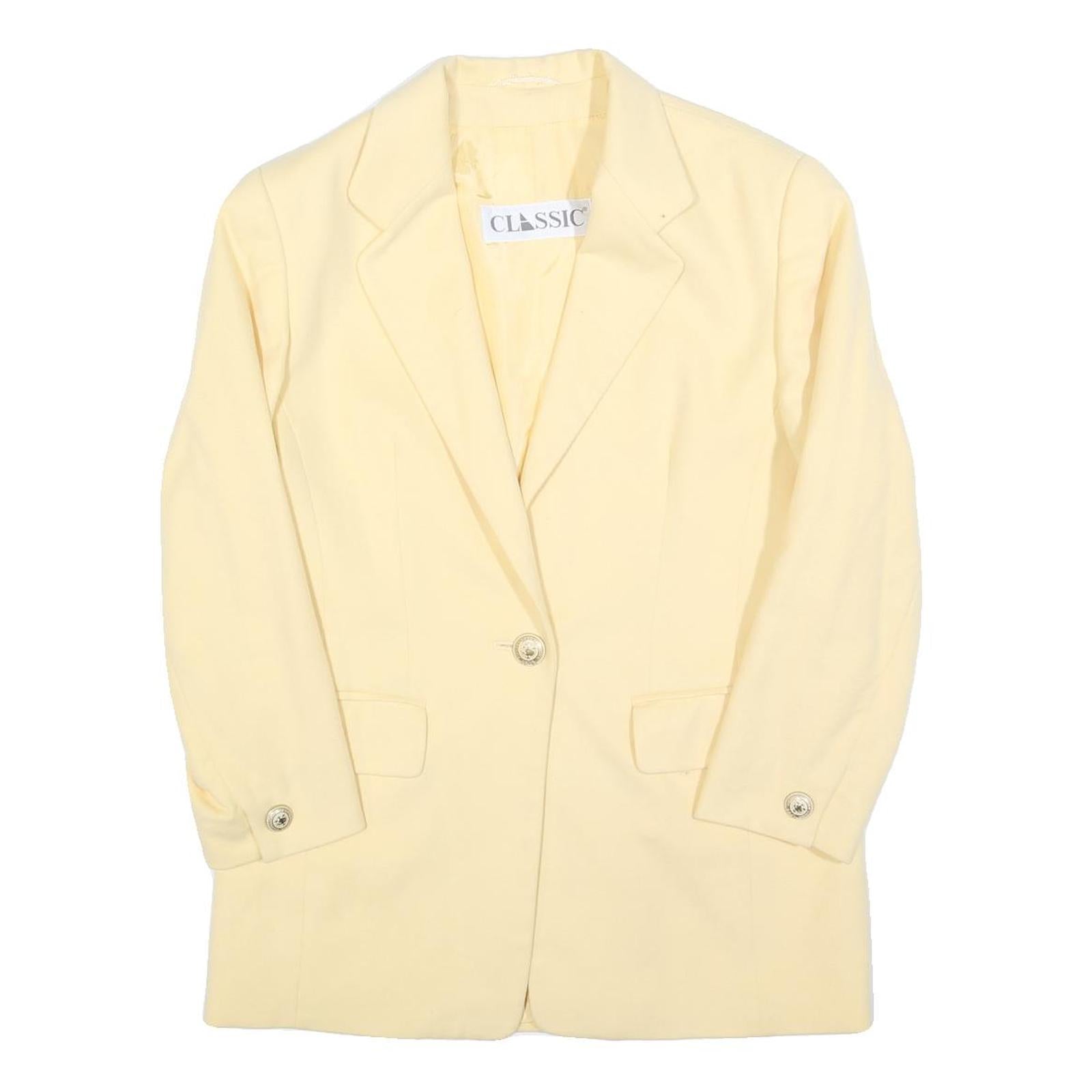 CLASSIC Womens Cream Wool Blend Button Jacket M Plain Tailored Long Sleeve Refurbished - N/A refurbished available on Cerqular