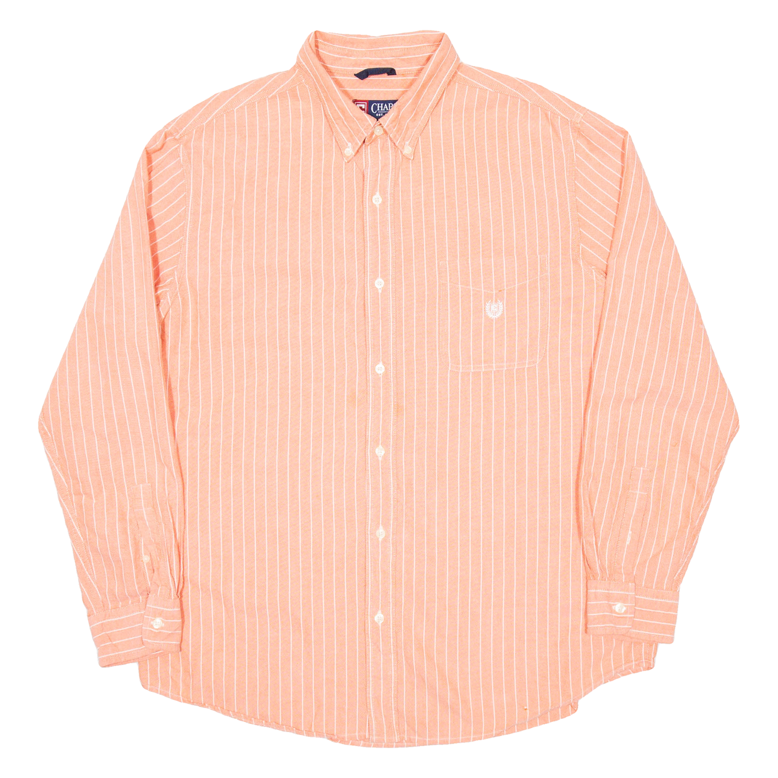 CHAPS Mens Shirt Orange Pinstripe Long Sleeve XL Refurbished - N/A refurbished available on Cerqular