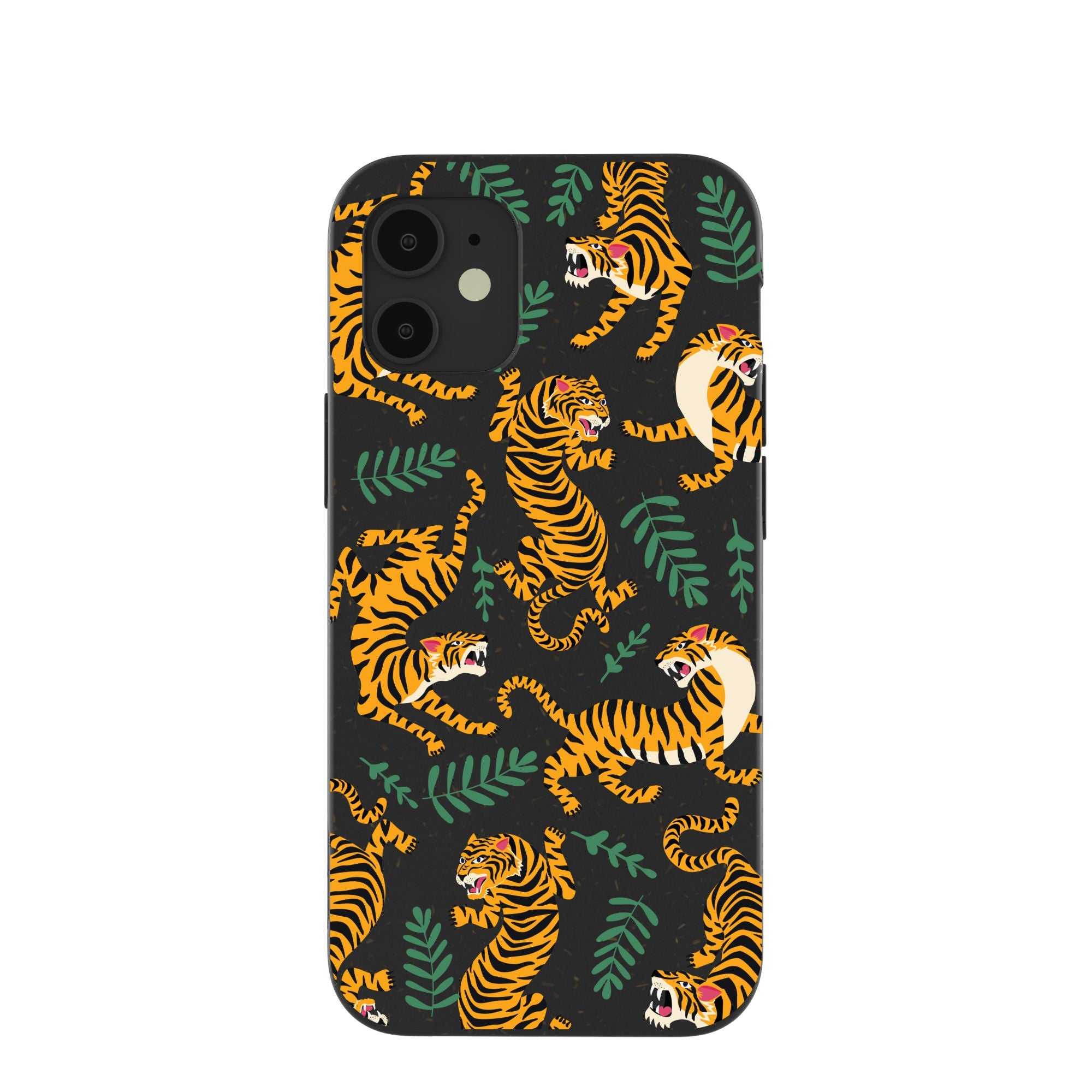 Black Playful Tigers iPhone 12 Mini Case Refurbished - Pela Case refurbished available on Cerqular