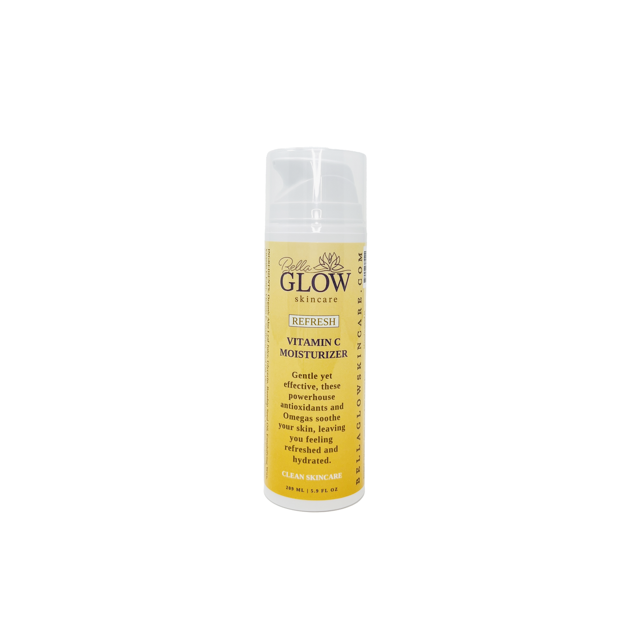 REFRESH Vitamin C Facial Moisturizer made with 5 plant extracts, Vit. E + A | NEW LARGER SIZE! | Size: 150mL (5.1floz)-UNSCENTED Refurbished - Bella Glow Skincare refurbished available on Cerqular