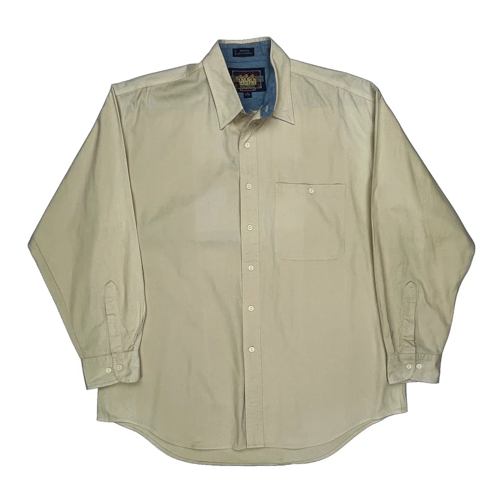 Ralph Lauren Shirt - XL Beige Cotton Refurbished - Thrifted (note: this is a term often used to describe second- refurbished available on Cerqular