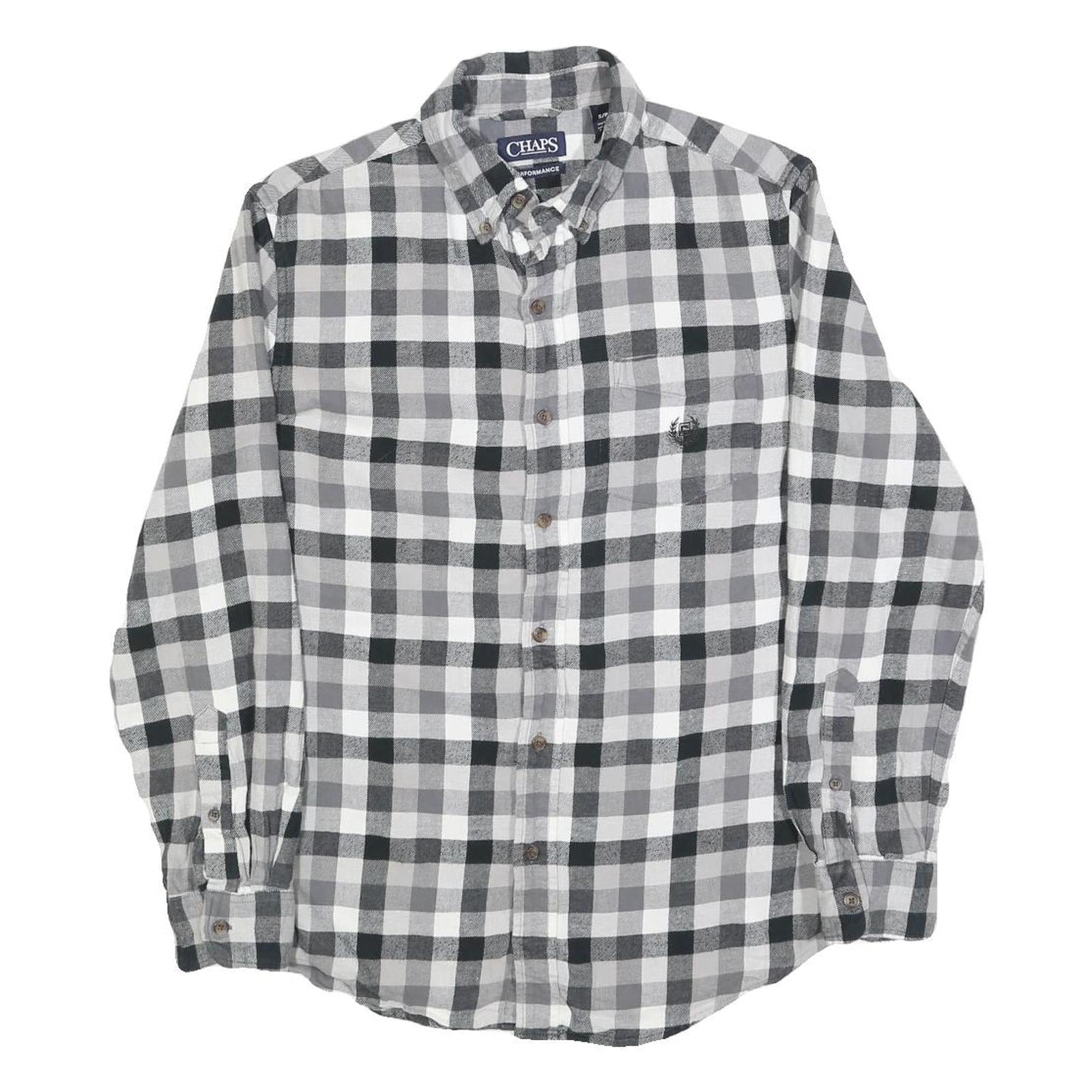 CHAPS Mens Black & Grey Check Shirt S Button Down Cotton Blend Casual Refurbished - N/A refurbished available on Cerqular