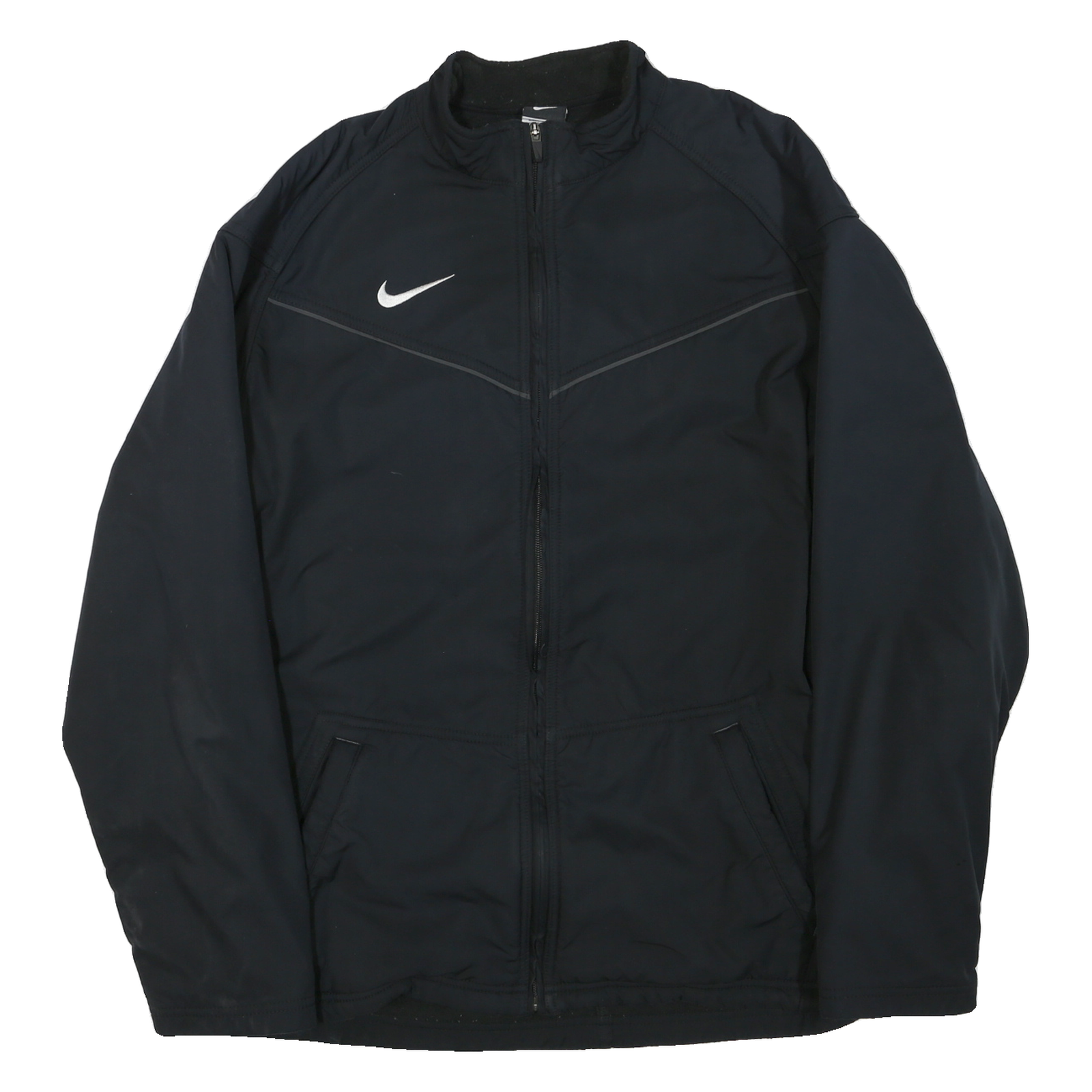 NIKE Mens Black Bomber Jacket L Polyester Blend Zip Plain Casual Outerwear Refurbished - N/A refurbished available on Cerqular