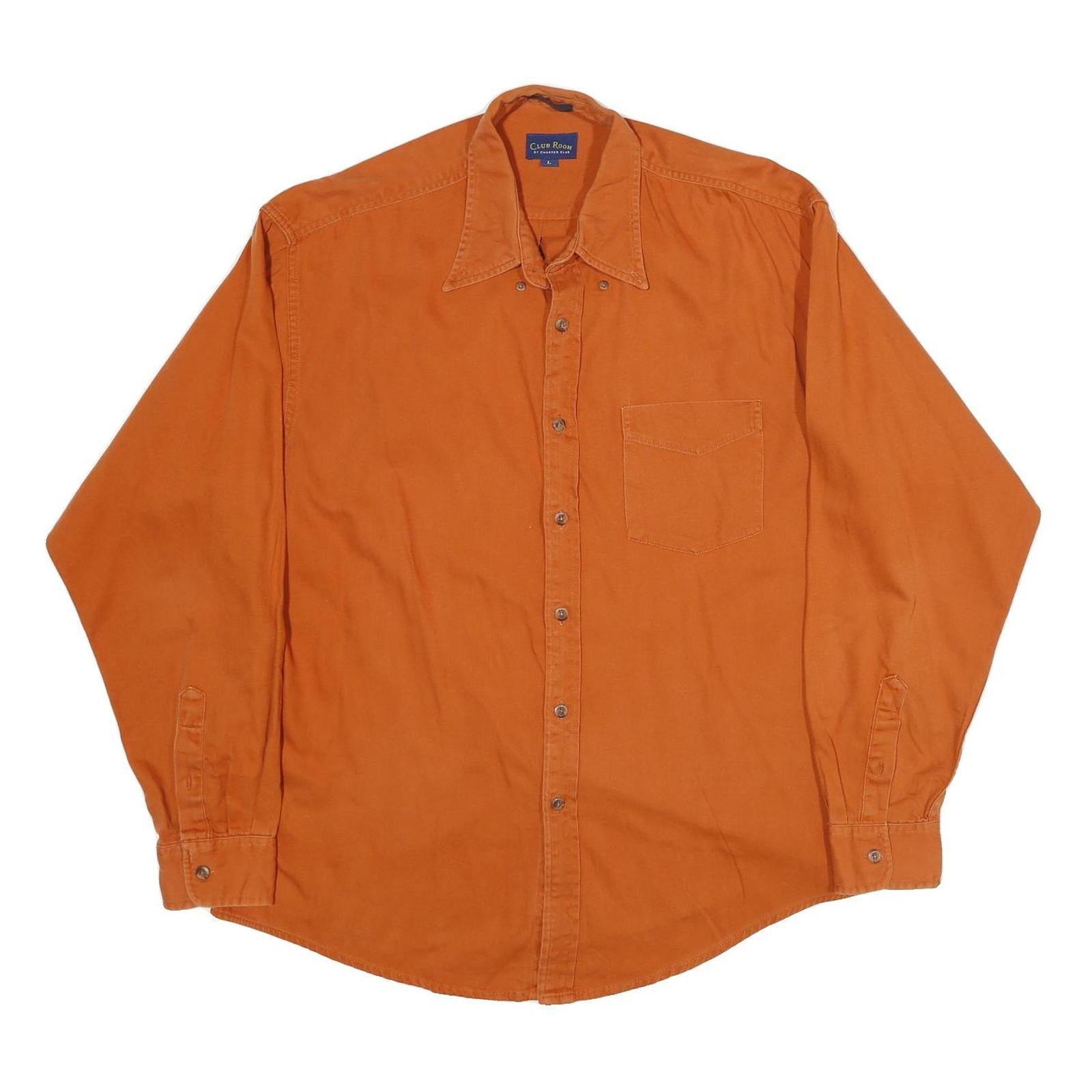 CLUB ROOM Mens Orange Cotton Long Sleeve Shirt L Casual Buttoned Pocket Refurbished - N/A refurbished available on Cerqular