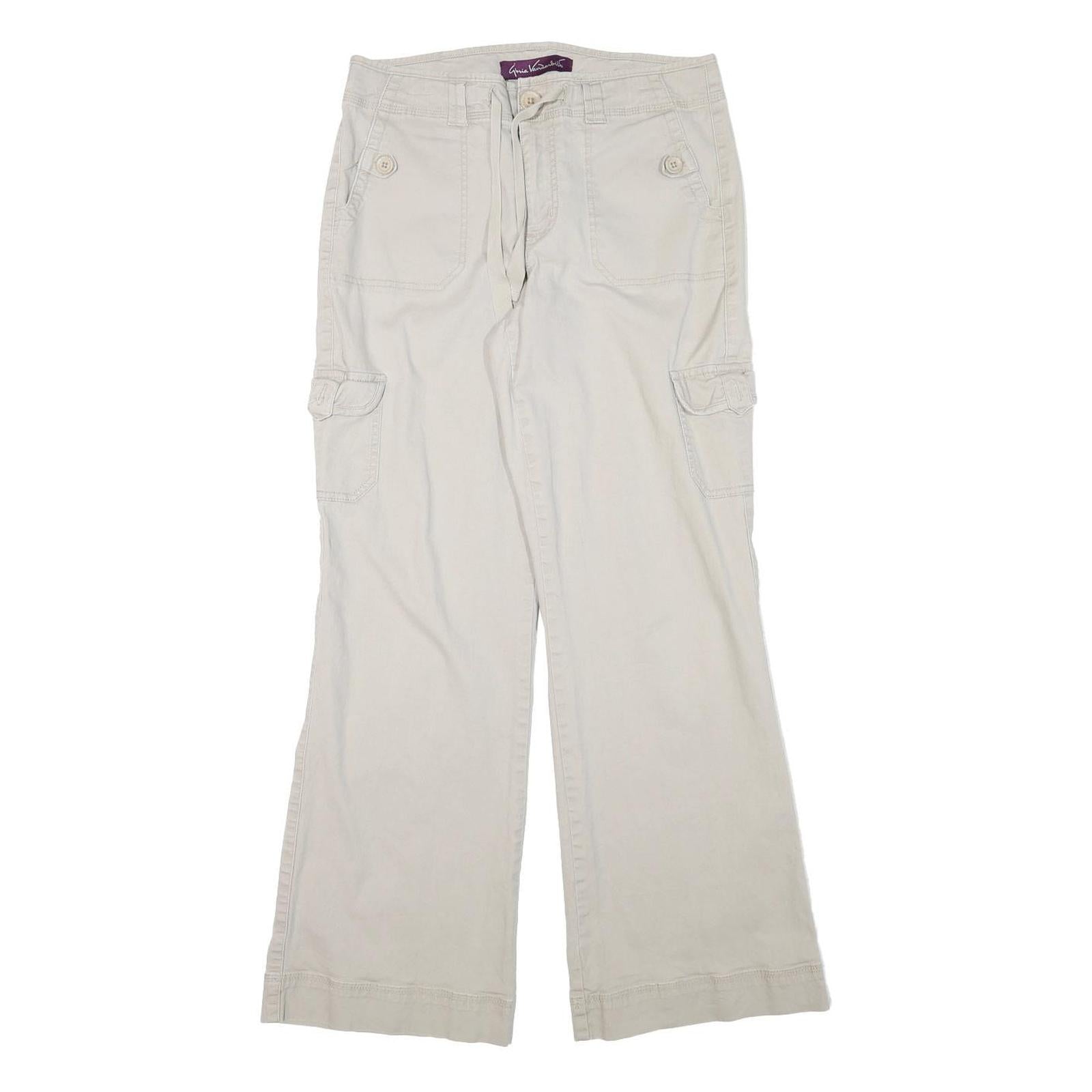 GLORIA VANDERBILT Womens Cotton Blend Beige Relaxed Wide-Leg Trousers W30 L32 Refurbished - N/A refurbished available on Cerqular