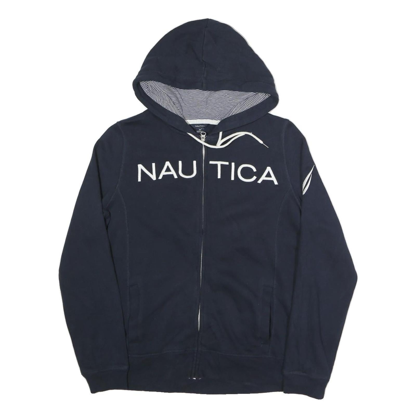 NAUTICA Womens Navy Blue Cotton Blend Zip Hoodie M Nautical Casual Sweatshirt Refurbished - N/A refurbished available on Cerqular