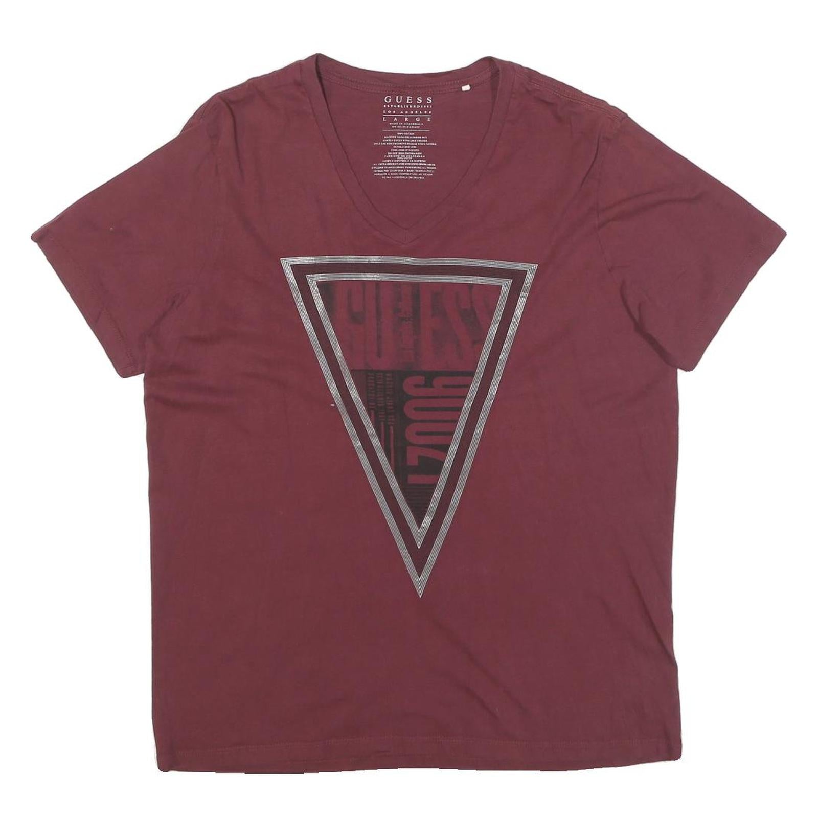 Buy GUESS Mens Maroon Graphic T-Shirt L Short Sleeve V-Neck Cotton Blend Casual Refurbished - $18.19 GUESS Mens Maroon Graphic T-Shirt L Short Sleeve V-Neck Cotton Blend Casual Refurbished - N/A refurbished available on Cerqular