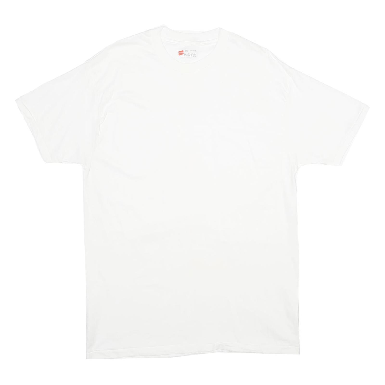 HANES Mens White Plain T-Shirt L Short Sleeve Crew Neck Classic Cotton Comfort Refurbished - N/A refurbished available on Cerqular