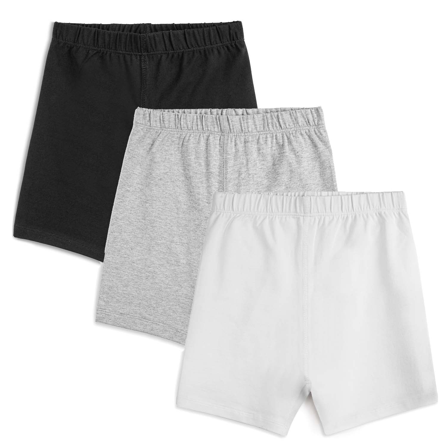 Kids Biker Shorts - Organic Cotton, 3 Pack | Color: Black, White and Gray | Size: Large (10) Refurbished - N/A (Note: There is no well-known brand named "M refurbished available on Cerqular