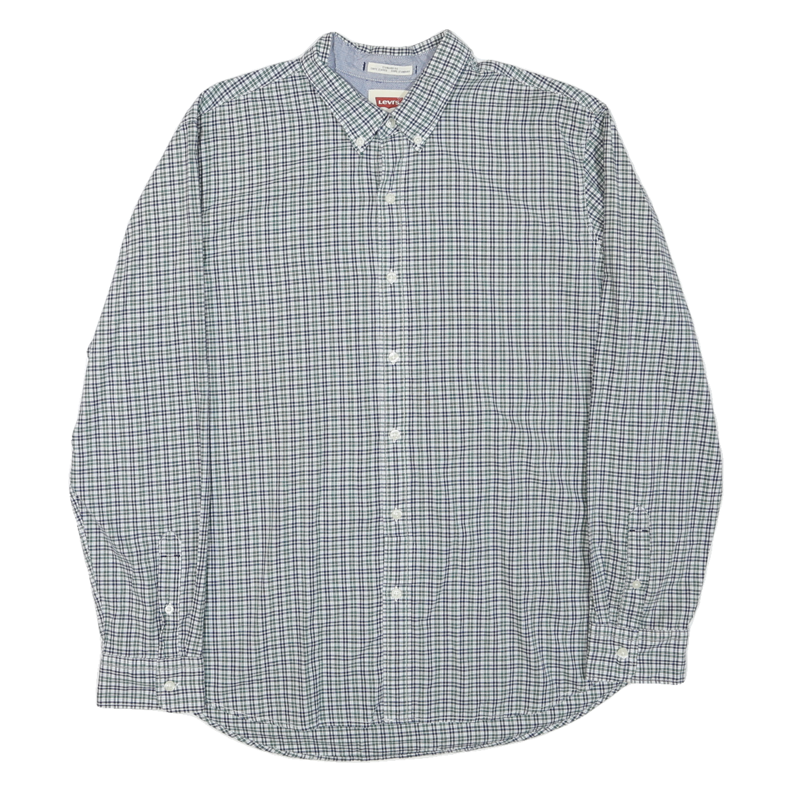 LEVI'S Mens Blue & Green Check Shirt XL Button-Down Collar Long Sleeve Casual Refurbished - N/A refurbished available on Cerqular