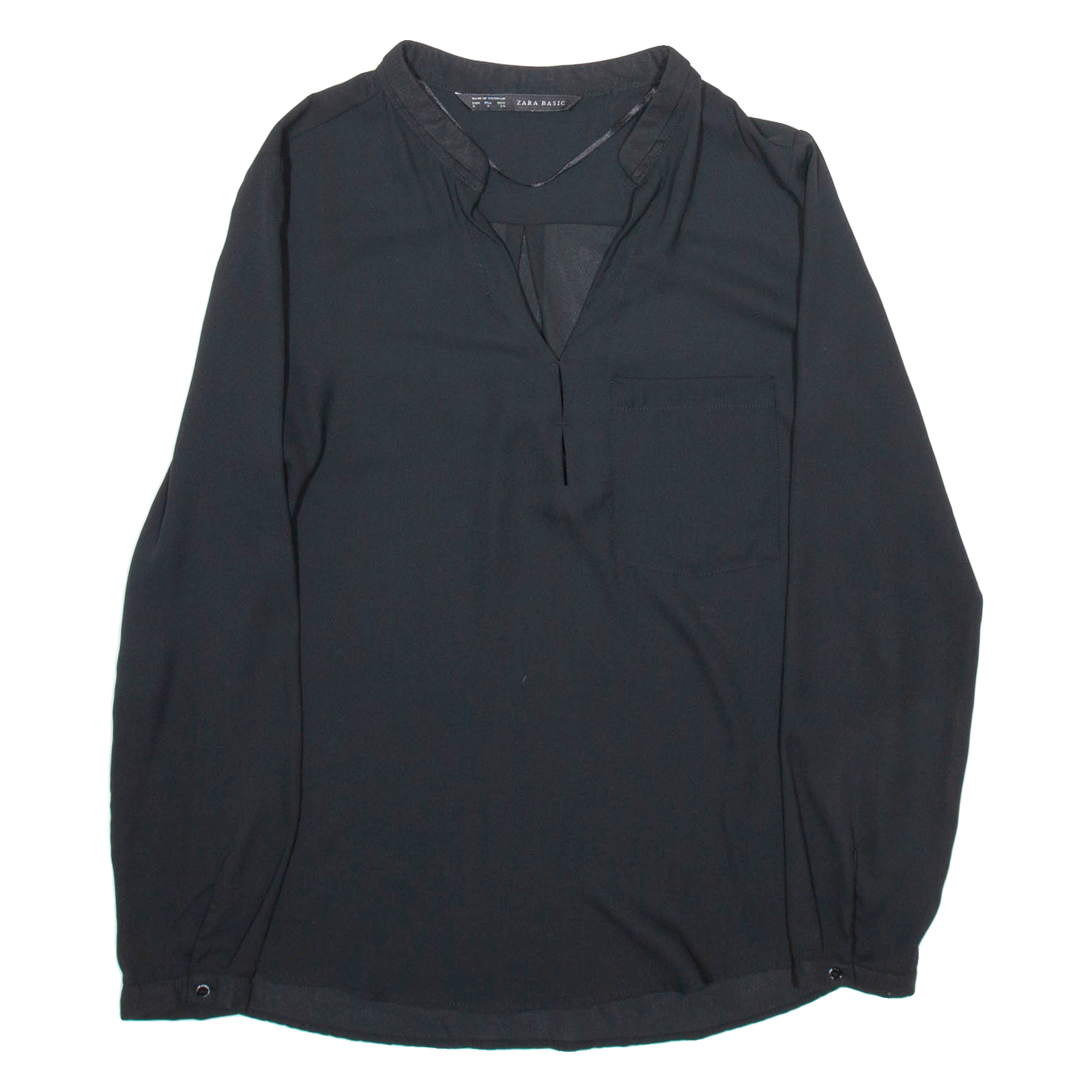 ZARA Womens Bardot Blouse Black V-Neck Long Sleeve Viscose S Refurbished - N/A refurbished available on Cerqular