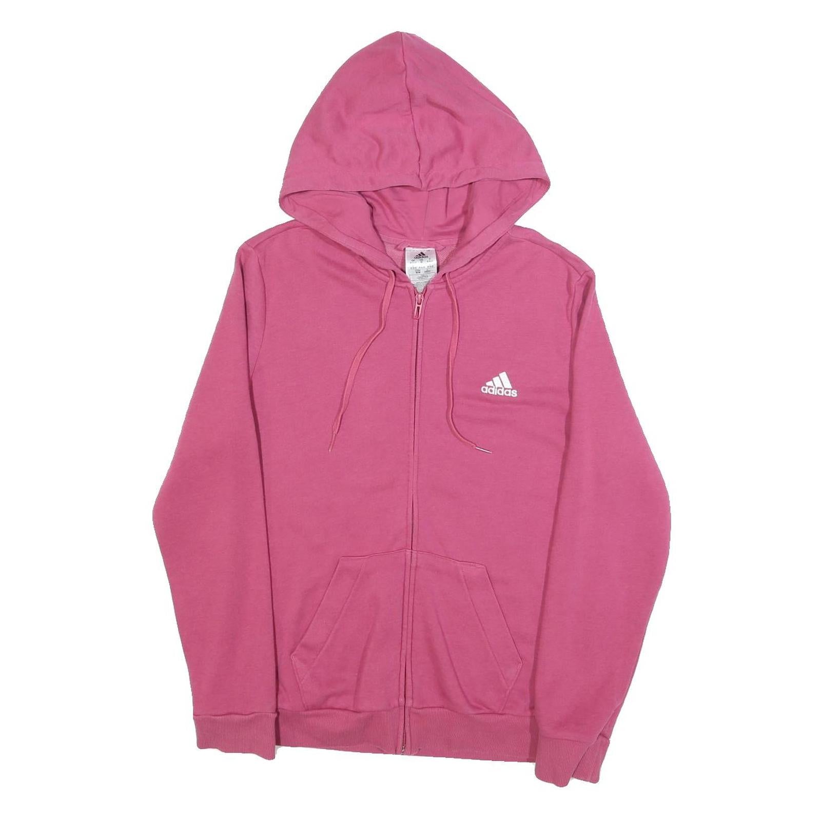 ADIDAS Womens Pink Full Zip Hoodie M Cotton Blend Sportswear Casual Sweatshirt Refurbished - N/A refurbished available on Cerqular
