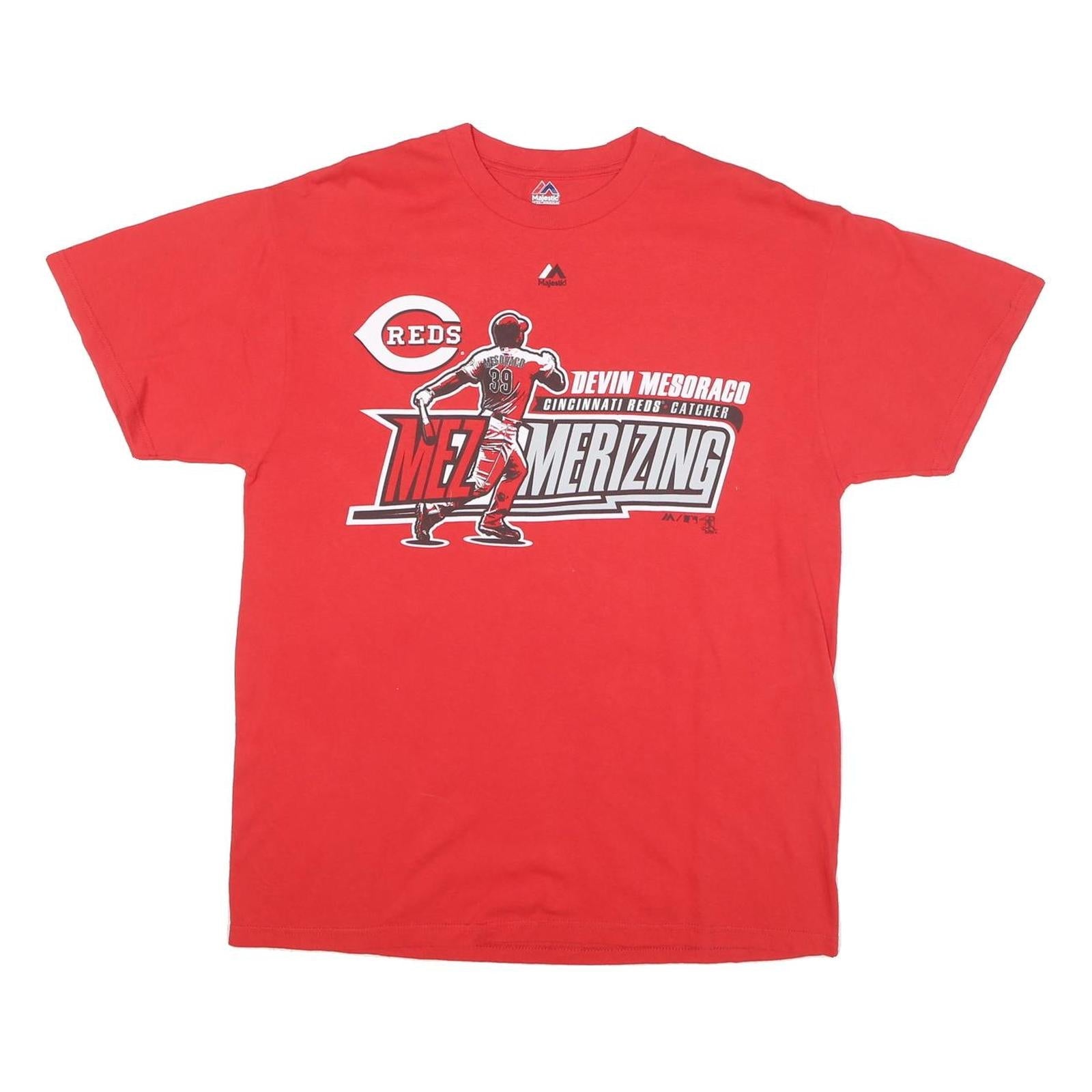 MAJESTIC Mens Red Cincinnati Reds Devin Mesoraco Graphic T-Shirt L Short Sleeve Refurbished - N/A refurbished available on Cerqular