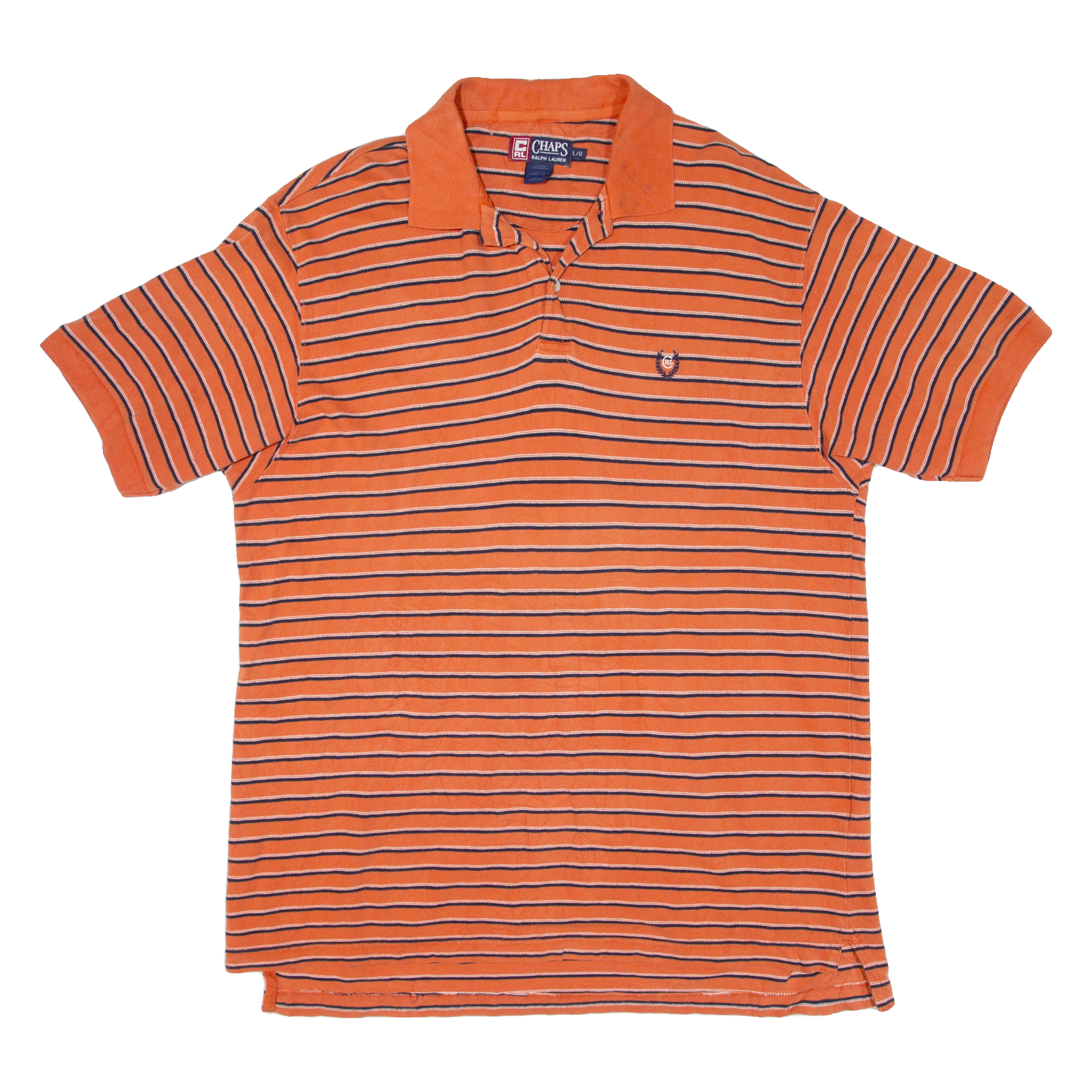 CHAPS RALPH LAUREN Mens Polo Shirt Orange Striped L Refurbished - N/A refurbished available on Cerqular