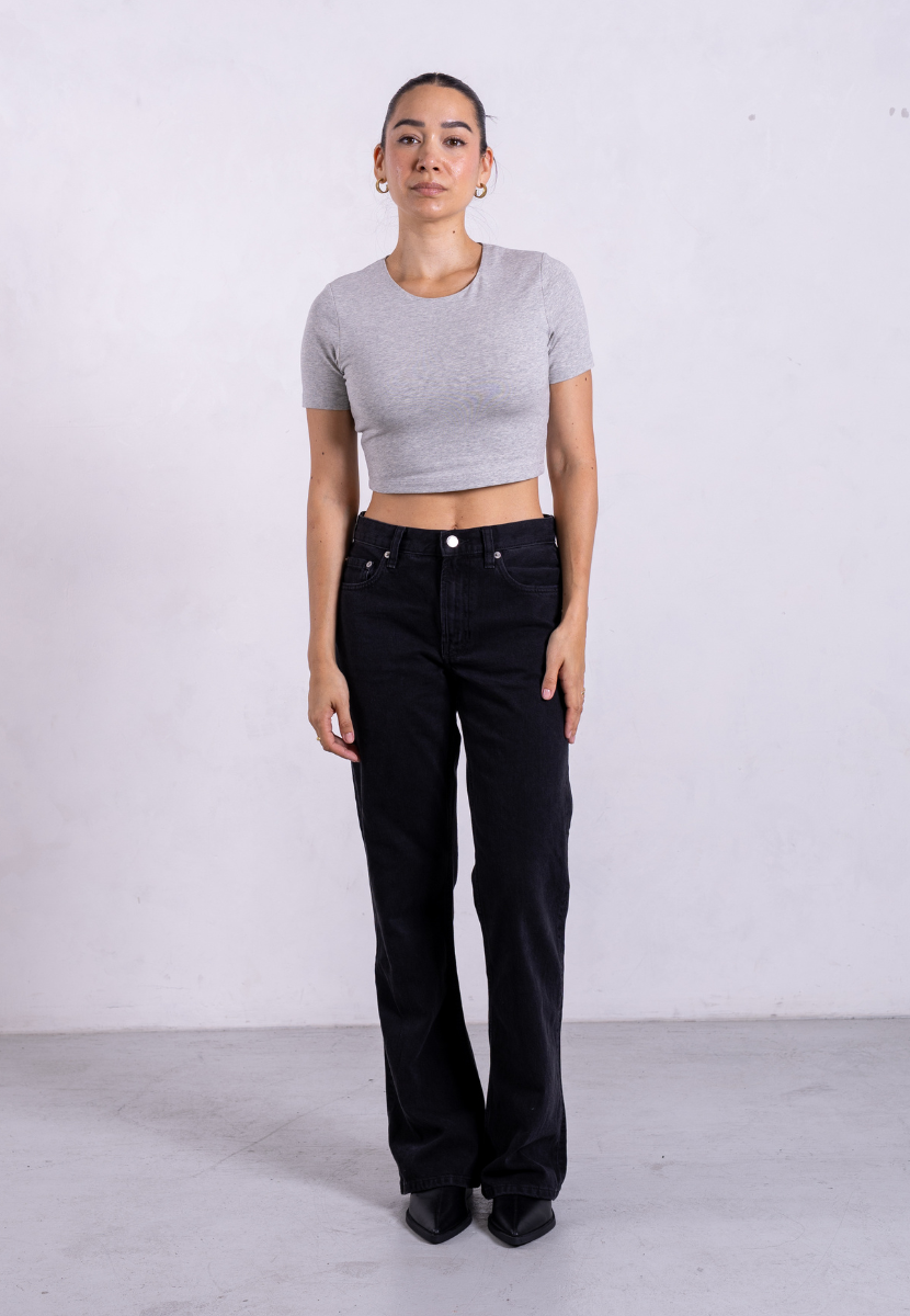 Organic Cotton Crew Cropped T-Shirt, Light Grey Marl | Size: XL Refurbished - N/A (Note: It's possible that "Pantee" refurbished available on Cerqular