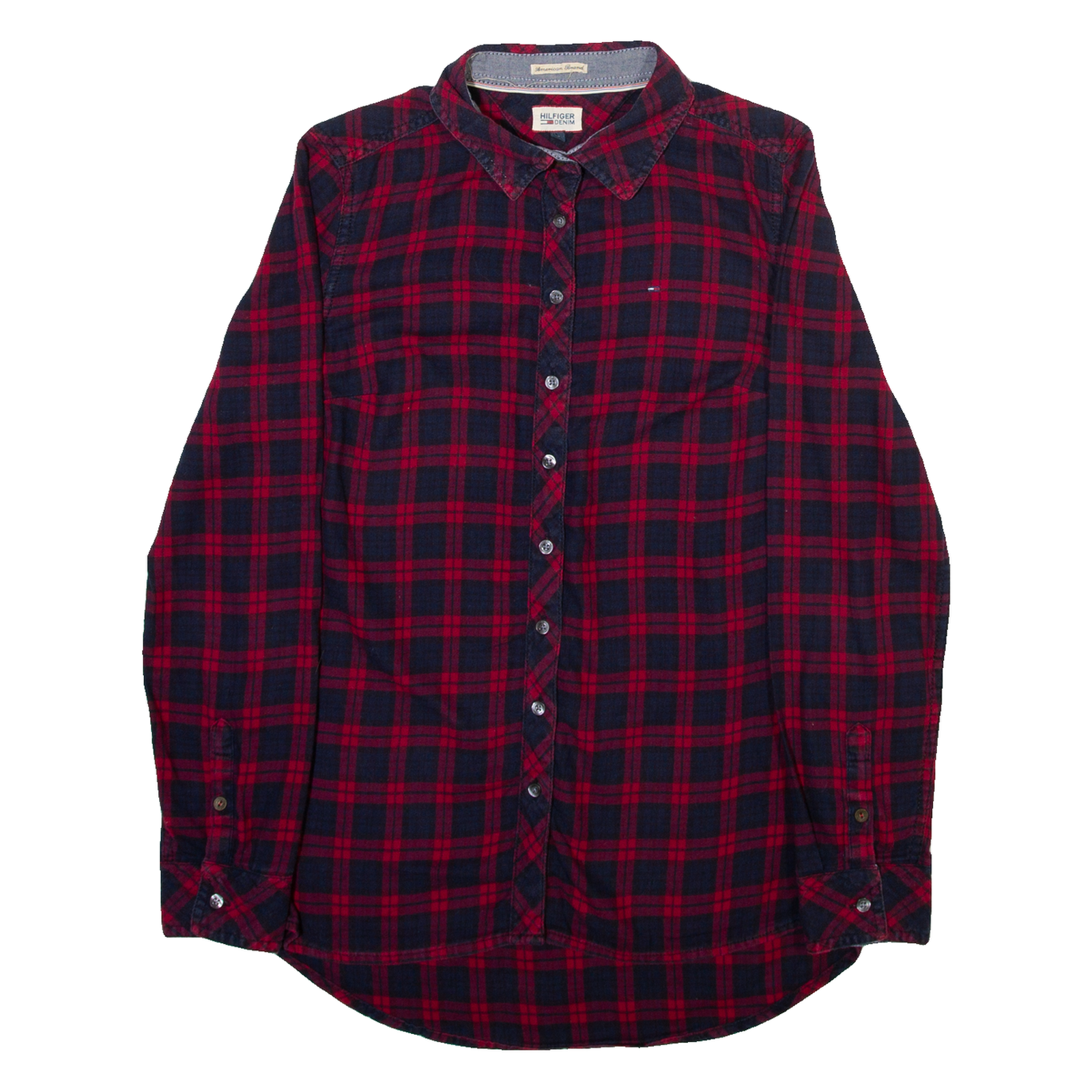 TOMMY HILFIGER Womens Shirt Red Check Long Sleeve S Refurbished - N/A refurbished available on Cerqular