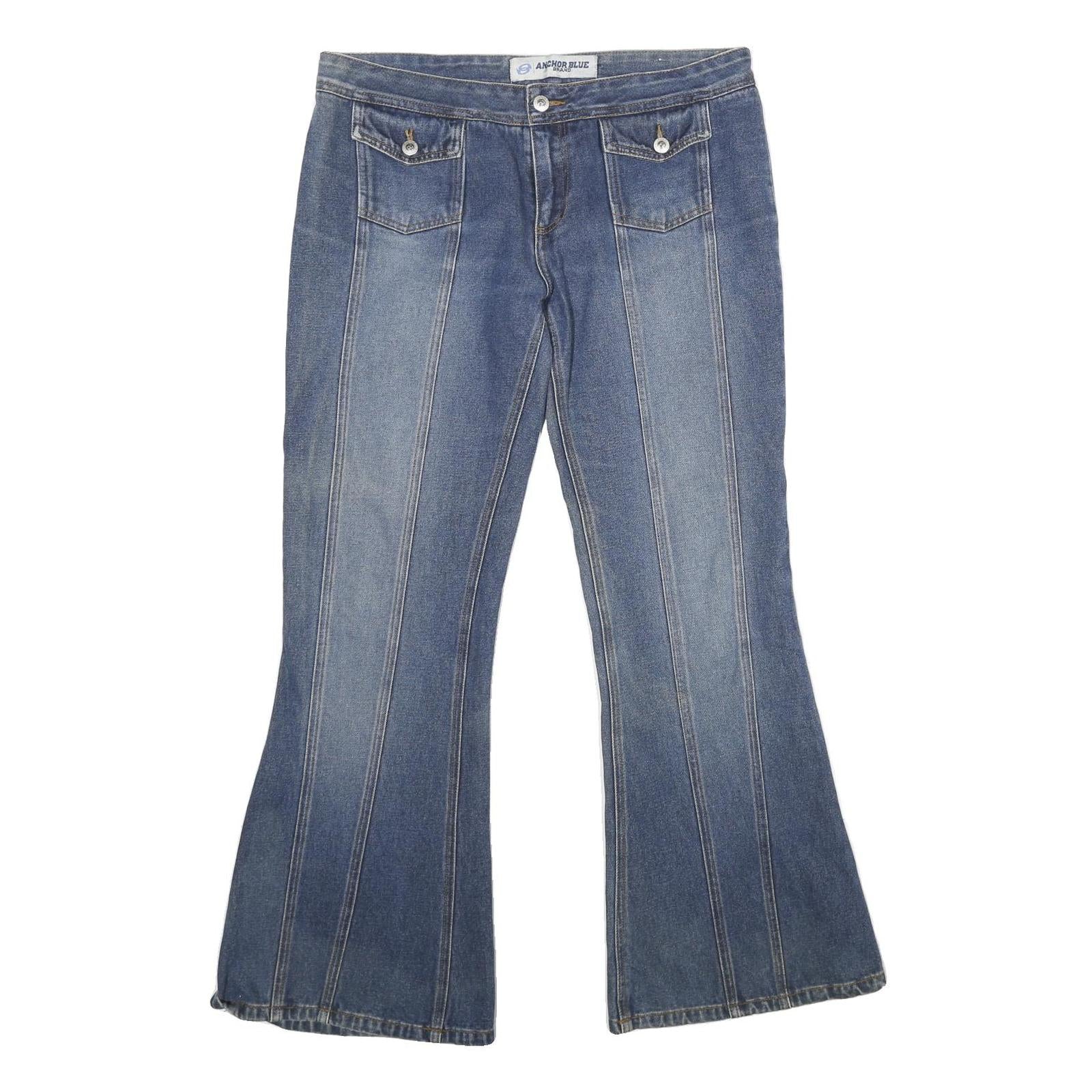 ANCHOR BLUE Womens Jeans Blue Loose Flared Denim Medium W34 L32 Buttoned Pockets Refurbished - N/A refurbished available on Cerqular