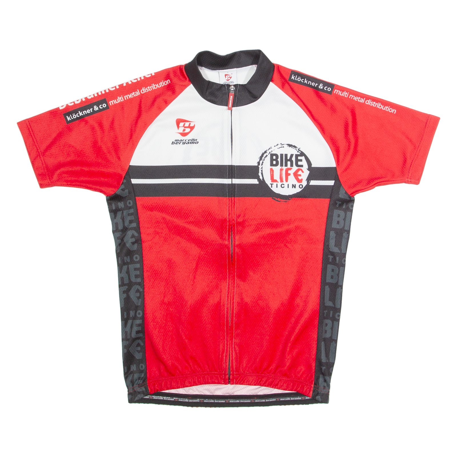 MARCELLO BERGAMO Cycling Zip Up Mens Jersey Red High Neck S Refurbished - N/A refurbished available on Cerqular