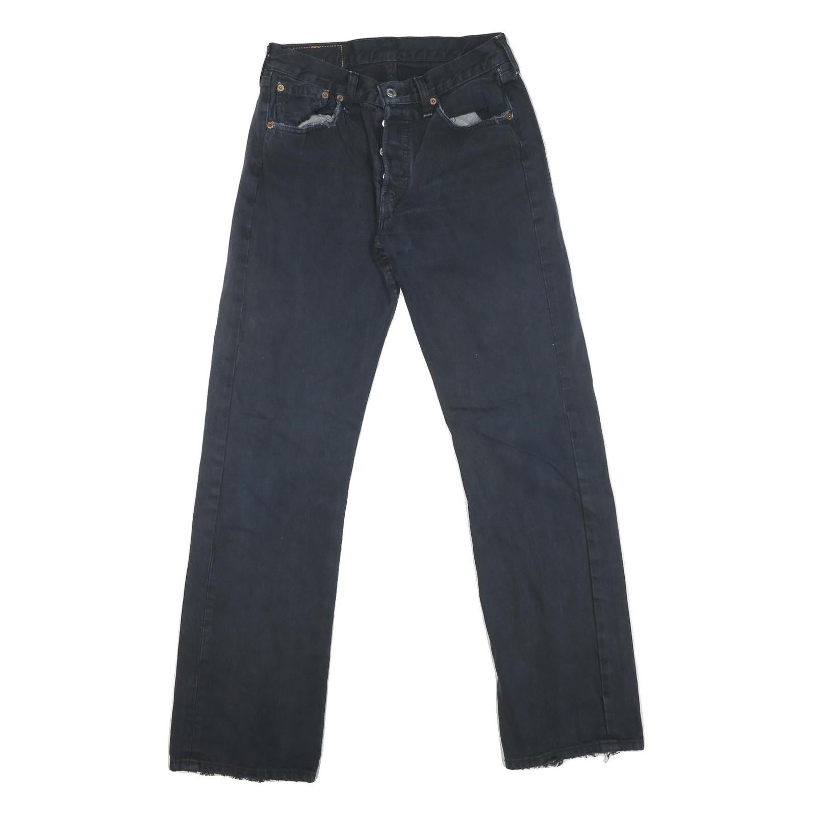 LEVI'S 501 Mens Jeans Black Regular Straight Denim Dark W29 L31 Classic Fit Zip Refurbished - N/A refurbished available on Cerqular