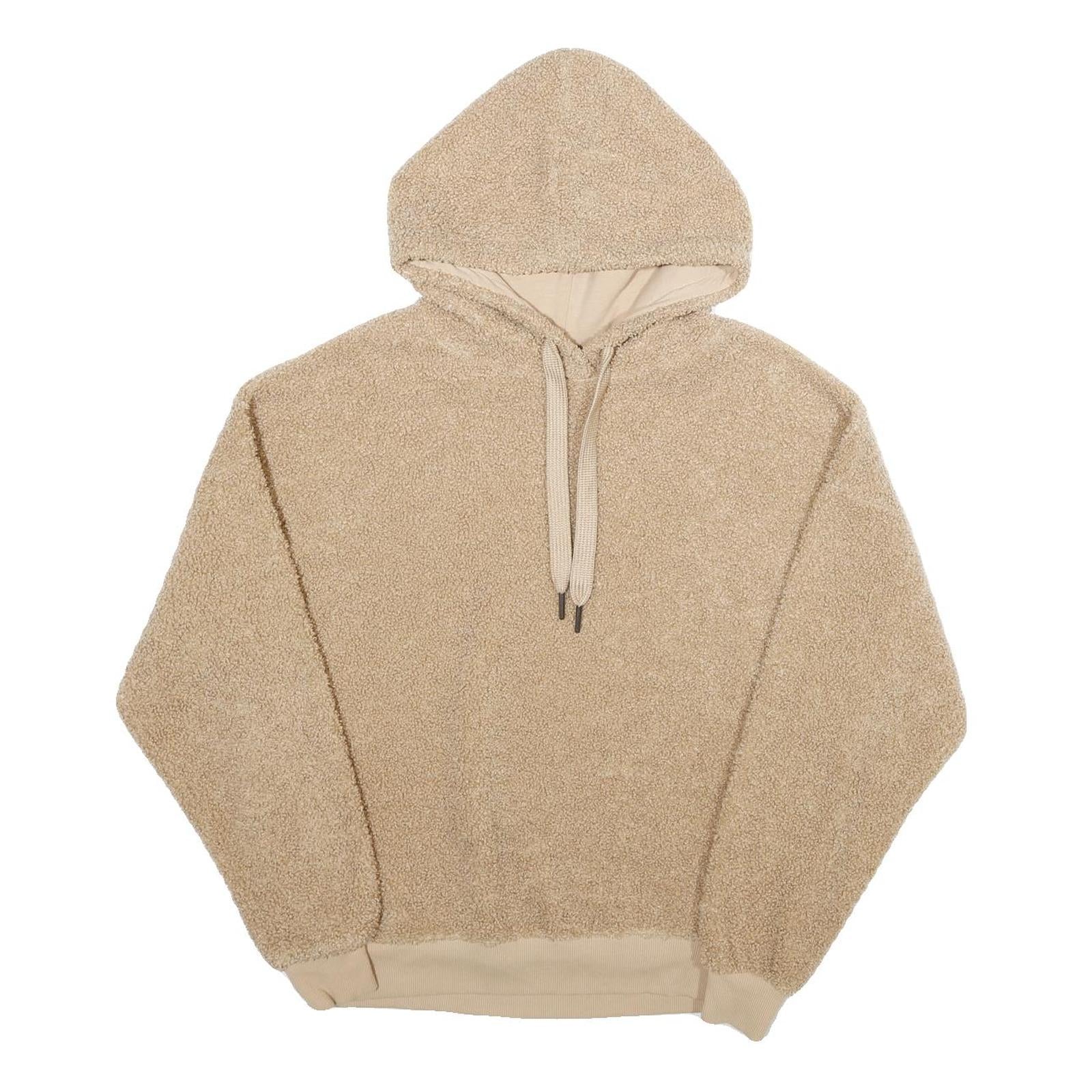 Womens Beige Fleece Hoodie L Comfortable Warm Oversized Pullover Refurbished - N/A refurbished available on Cerqular