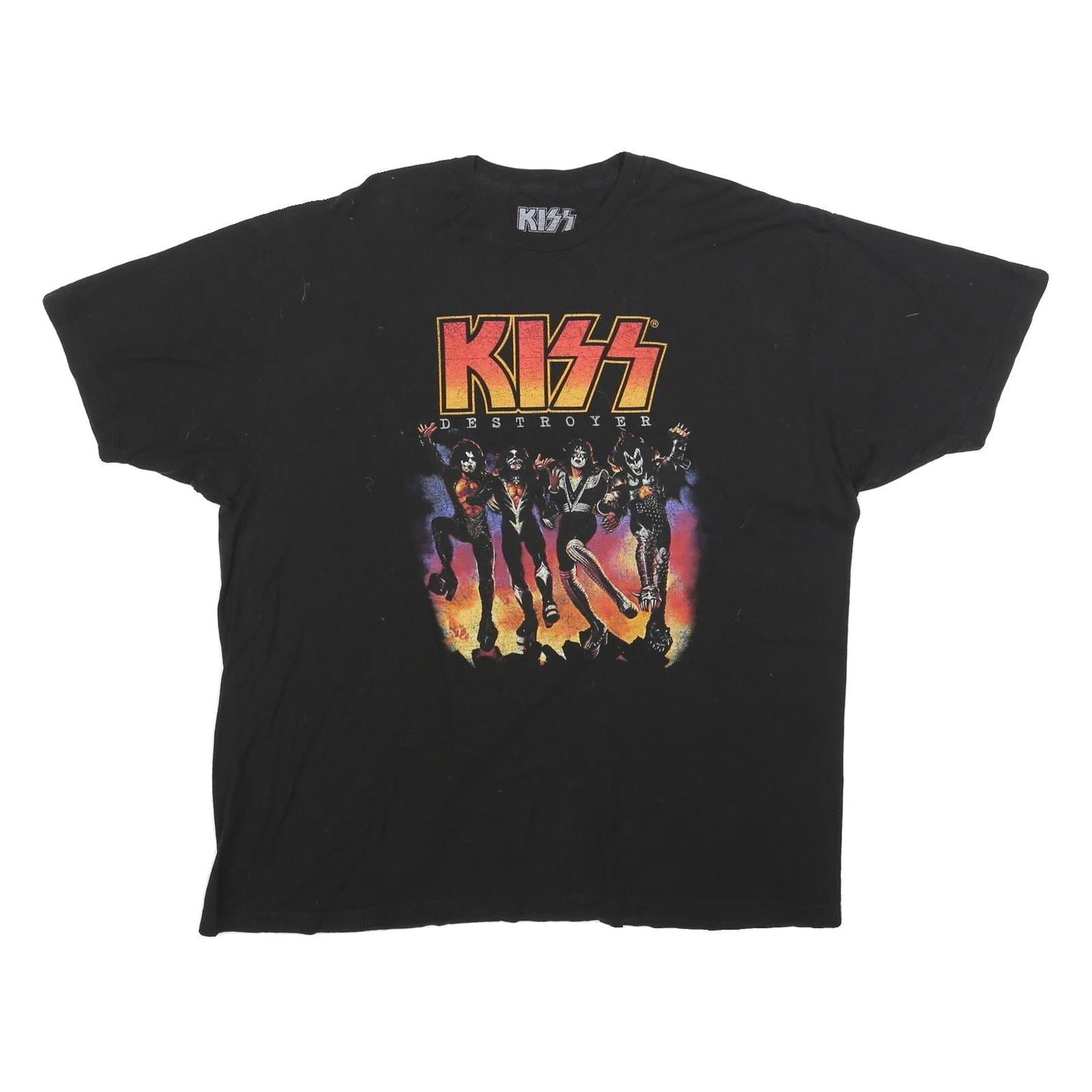 KISS Mens Black Destroyer Graphic T-Shirt 2XL Short Sleeve Crew Neck Band Refurbished - N/A refurbished available on Cerqular