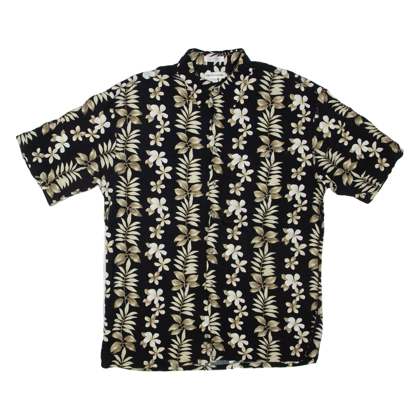 PIERRE CARDIN Mens Hawaiian Shirt Black Floral L Refurbished - N/A refurbished available on Cerqular