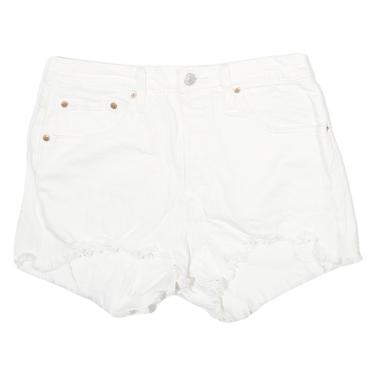 LEVI'S Womens White Casual Cut-Off Denim Shorts M W29 Summer Fashion Refurbished - N/A refurbished available on Cerqular