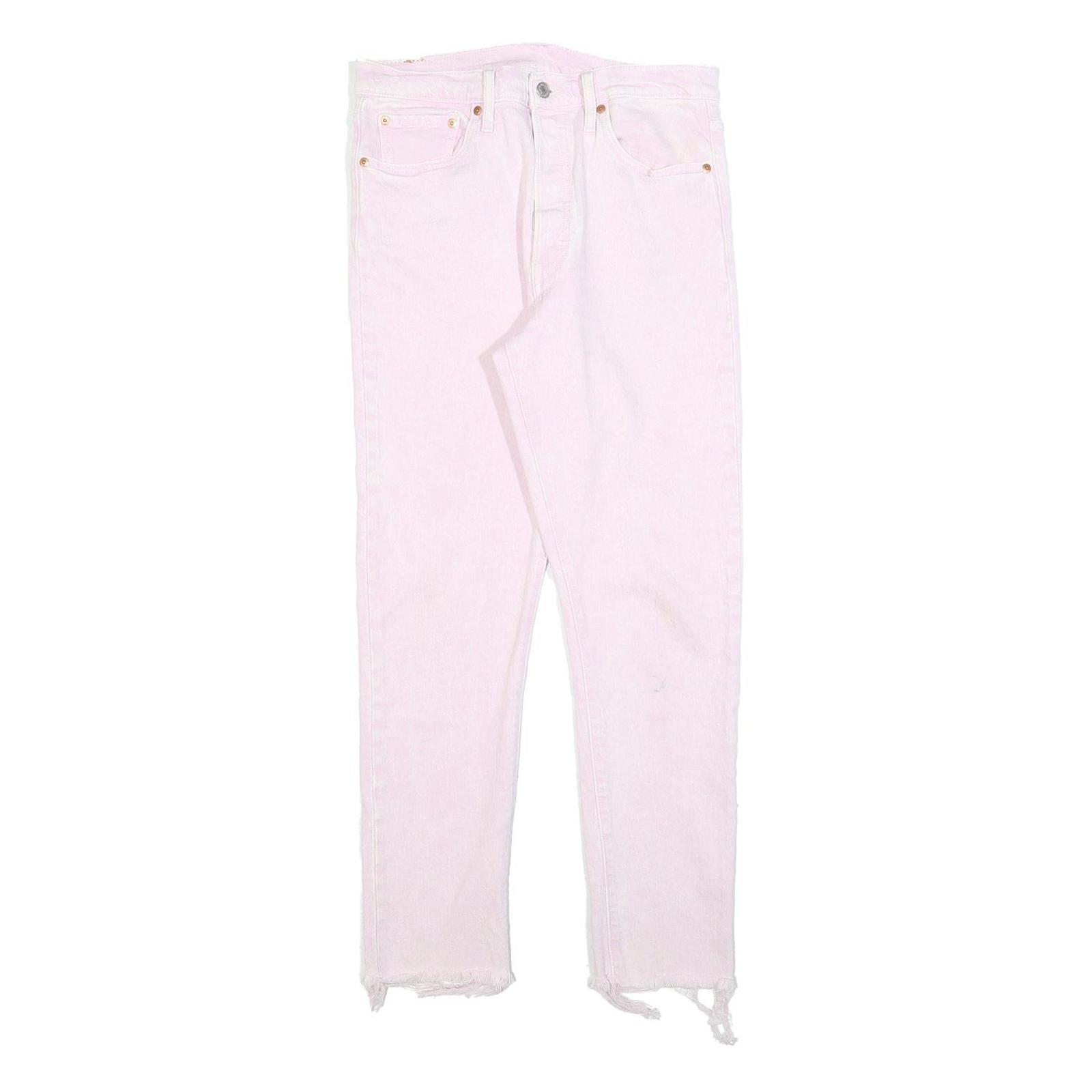 LEVI'S 501S Womens Jeans Pink Slim Skinny Denim Rinse W29 L28 Frayed Hem Refurbished - N/A refurbished available on Cerqular