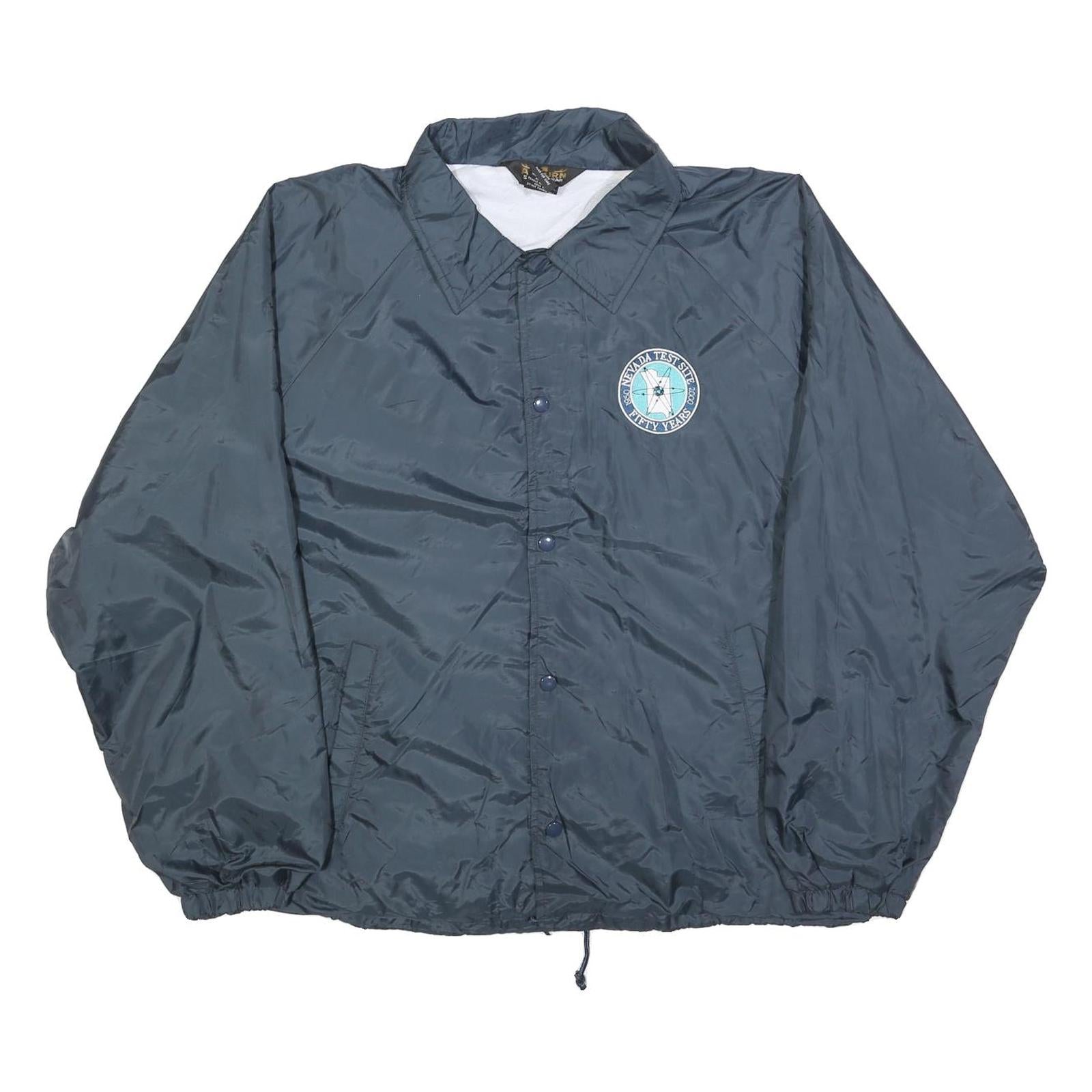 AUBURN SPORTSWEAR Mens Navy Blue Jacket XL Polyester Plain Button Casual Refurbished - N/A refurbished available on Cerqular